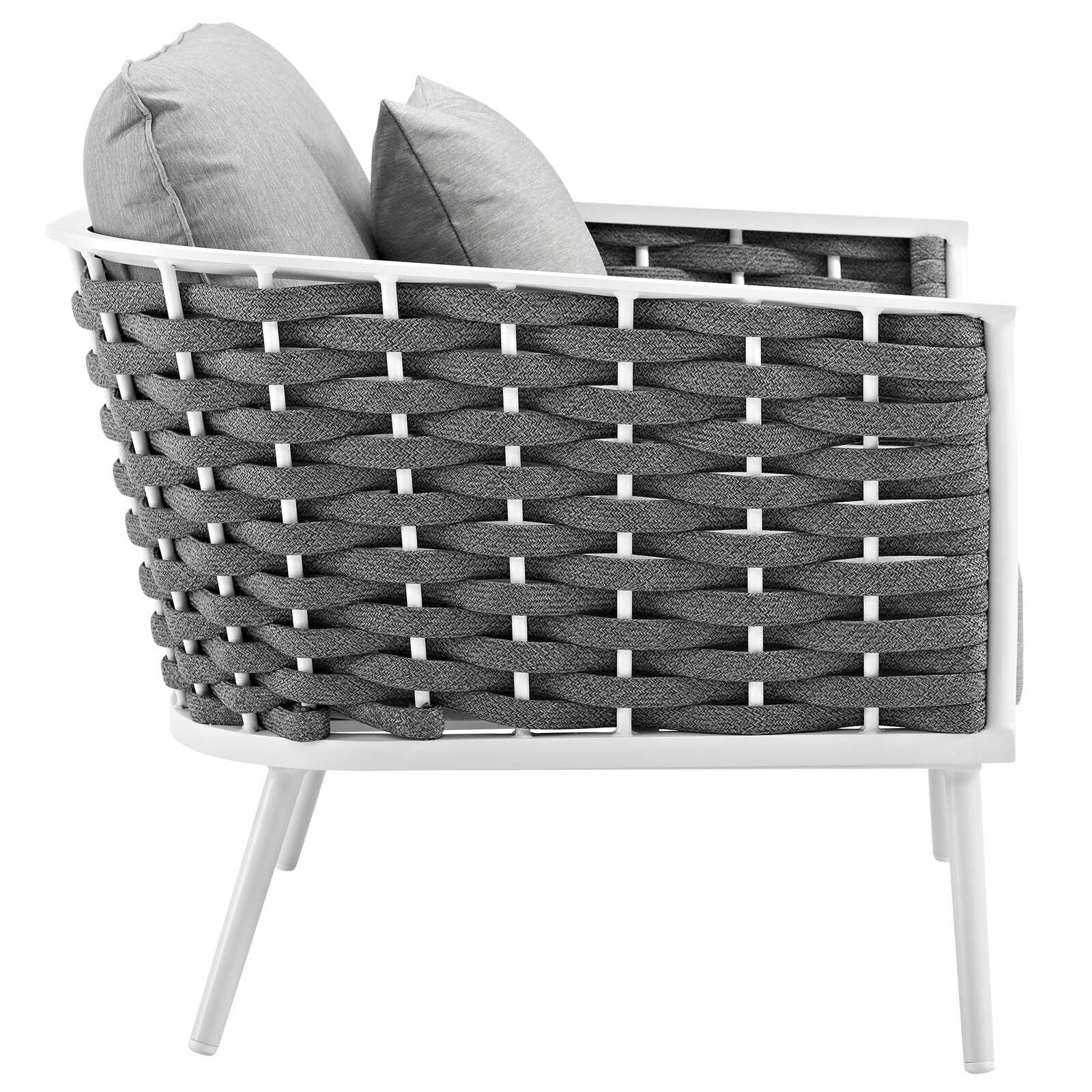 Stance Outdoor Patio Aluminum Armchair in White / Gray EEI-3054