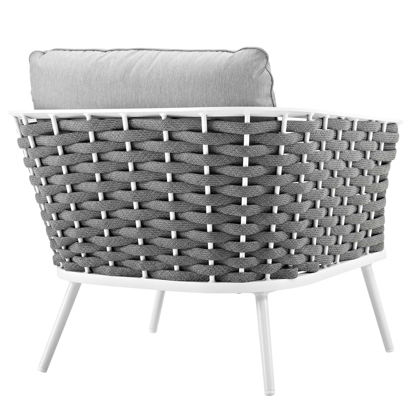 Stance Outdoor Patio Aluminum Armchair in White / Gray EEI-3054