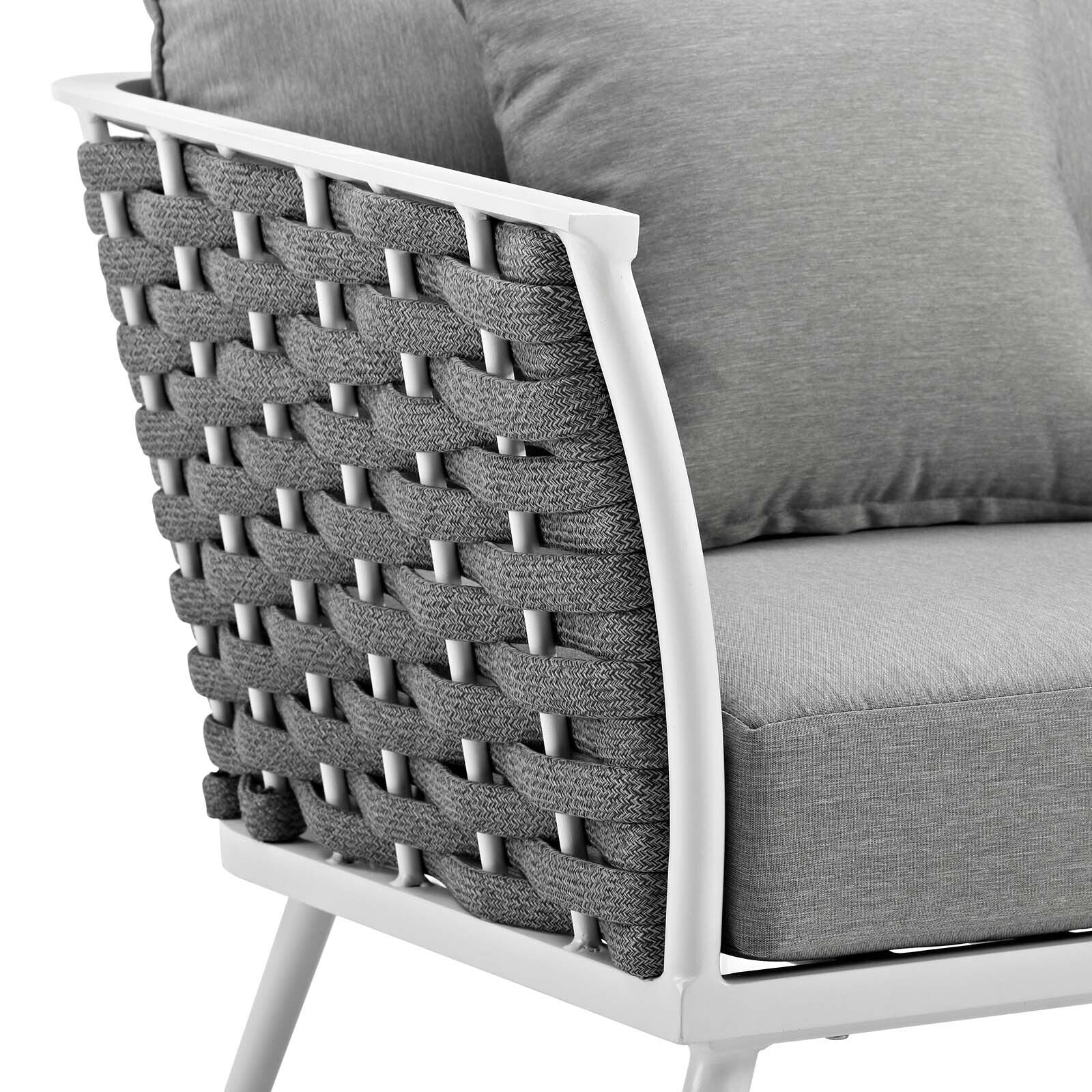 Stance Outdoor Patio Aluminum Armchair in White / Gray EEI-3054