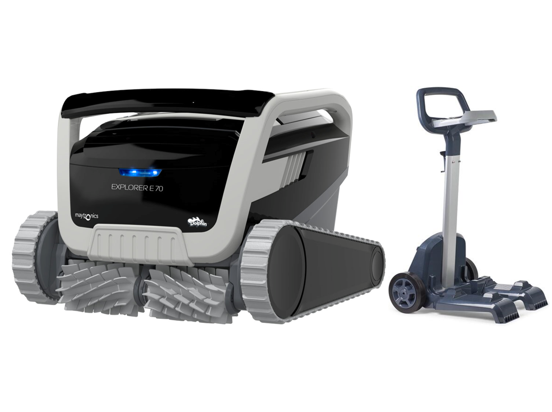 Ships Next Day New Dolphin Explorer E70 Robotic Pool Cleaner w/ Caddy