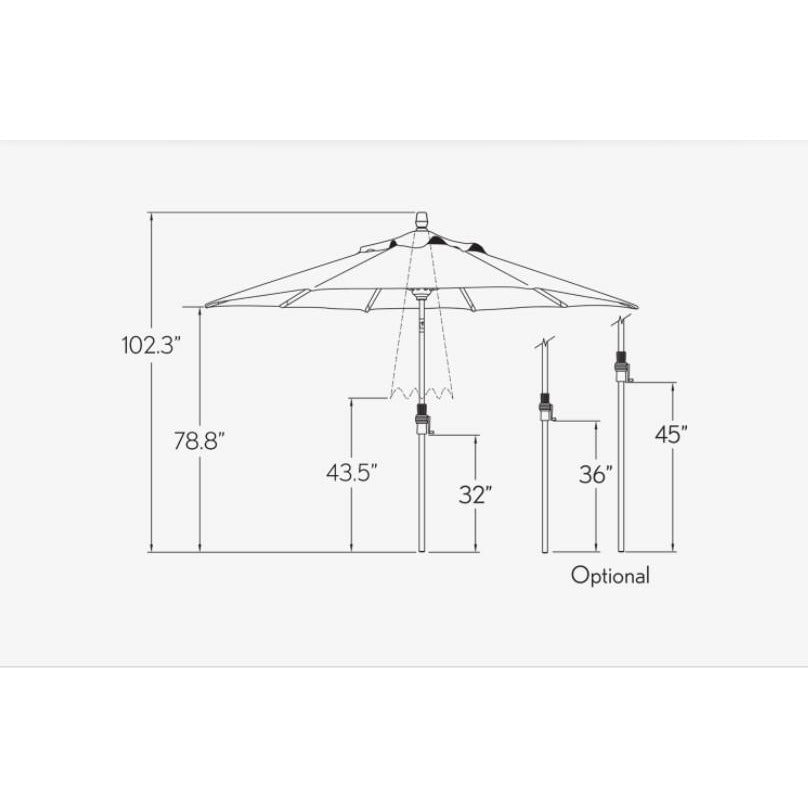 TREASURE GARDEN Market Aluminum 9' Octagon Collar Tilt Crank Lift Umbrella
