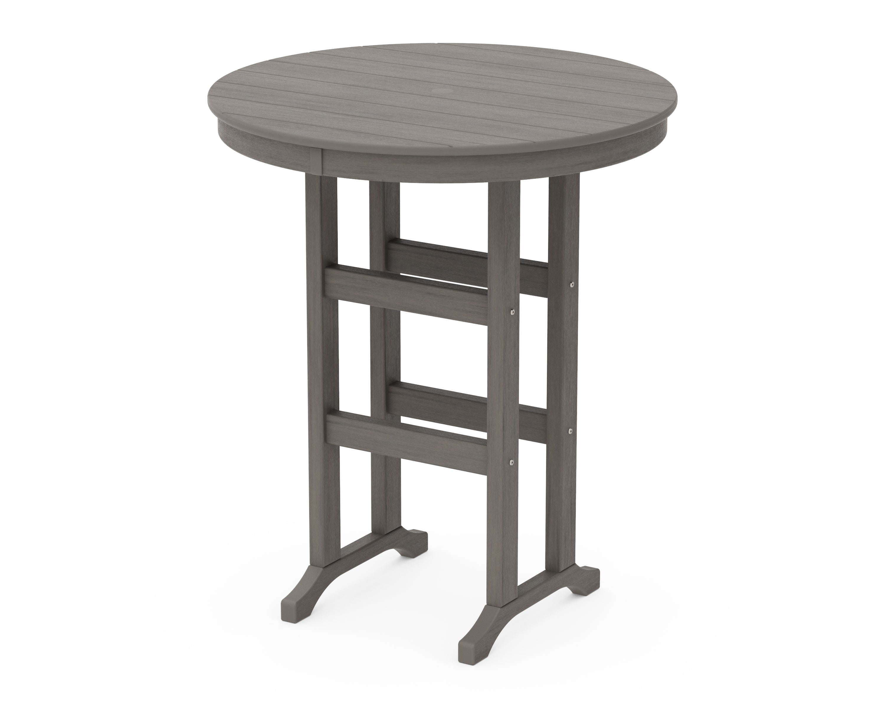 POLYWOOD 36" Round Farmhouse Bar Table in Driftwood