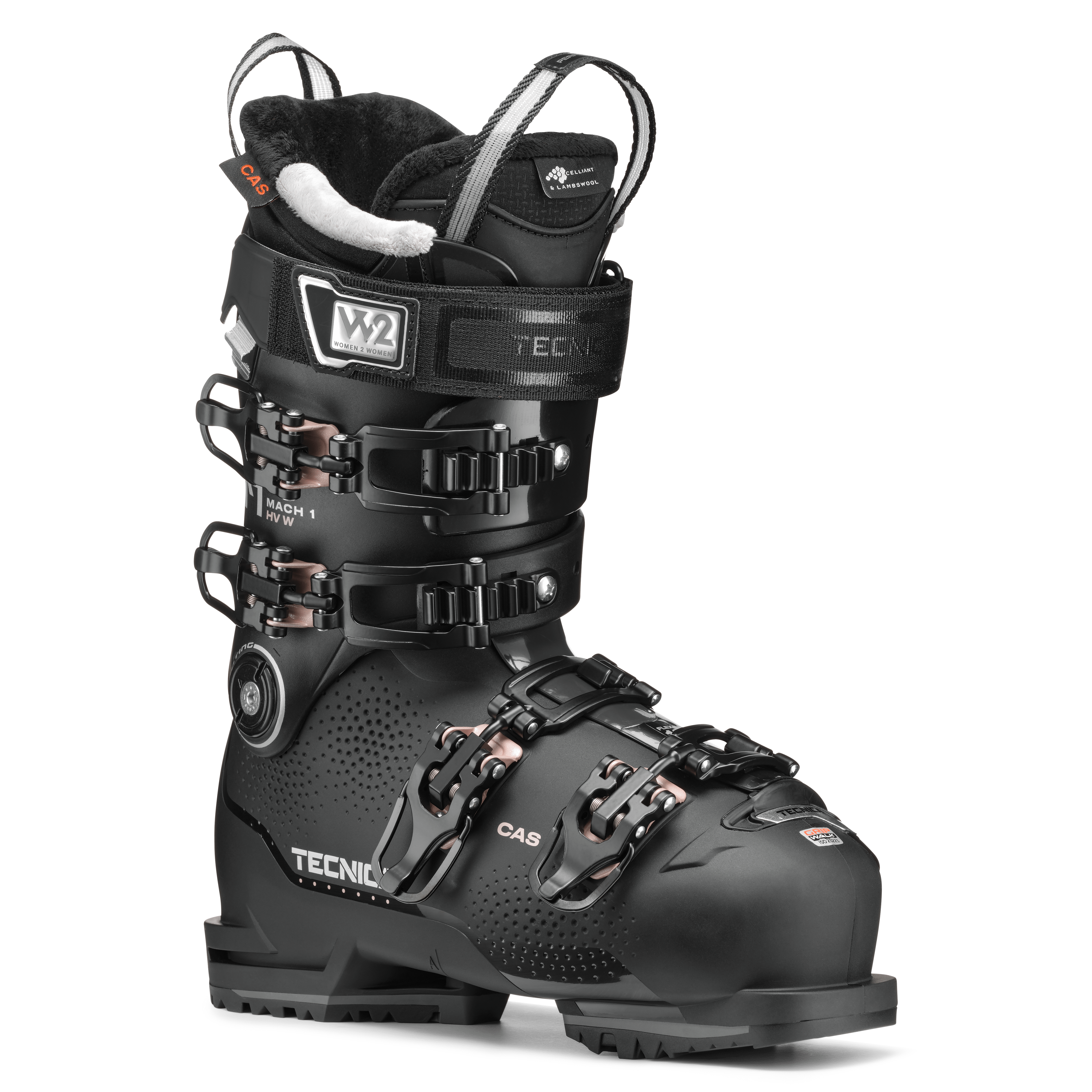 Designed with input from our Women2Women program, the Mach 1 HV 105 W is a high-performance ski boot specifically designed for strong female skiers who need just a touch more forgiveness than the 115 offers.