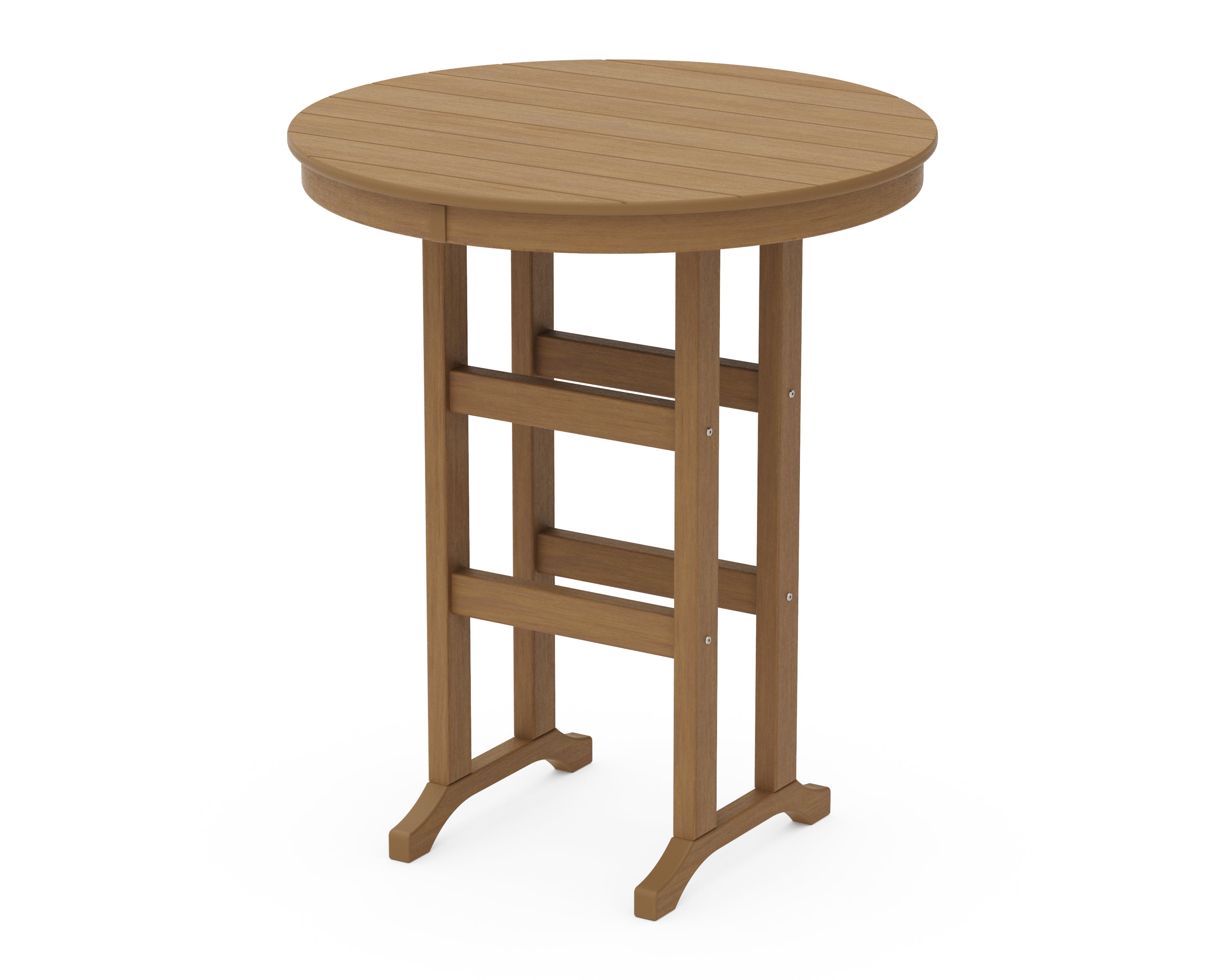 POLYWOOD 36" Round Farmhouse Bar Table in Natural