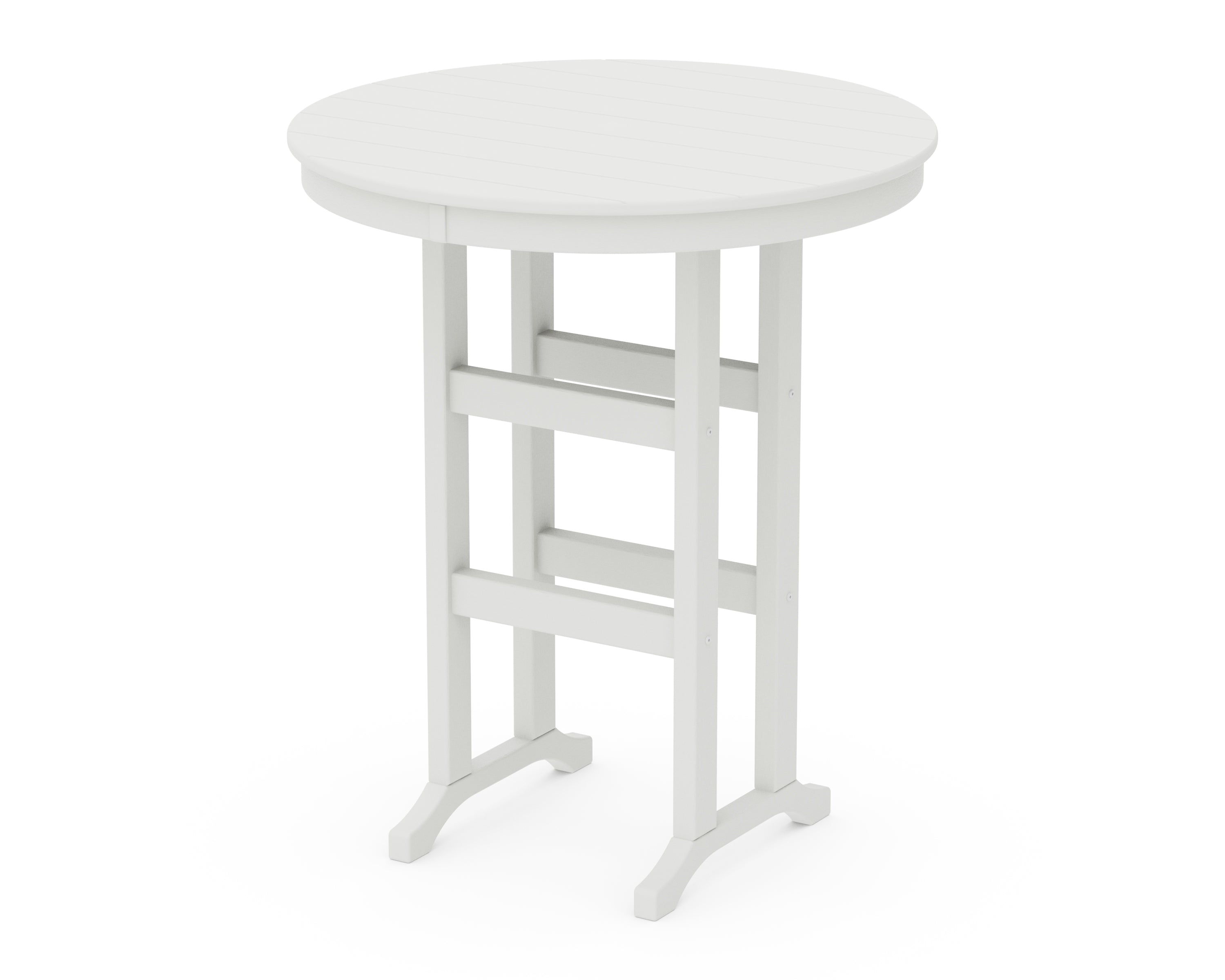 POLYWOOD 36" Round Farmhouse Bar Table in Vintage White