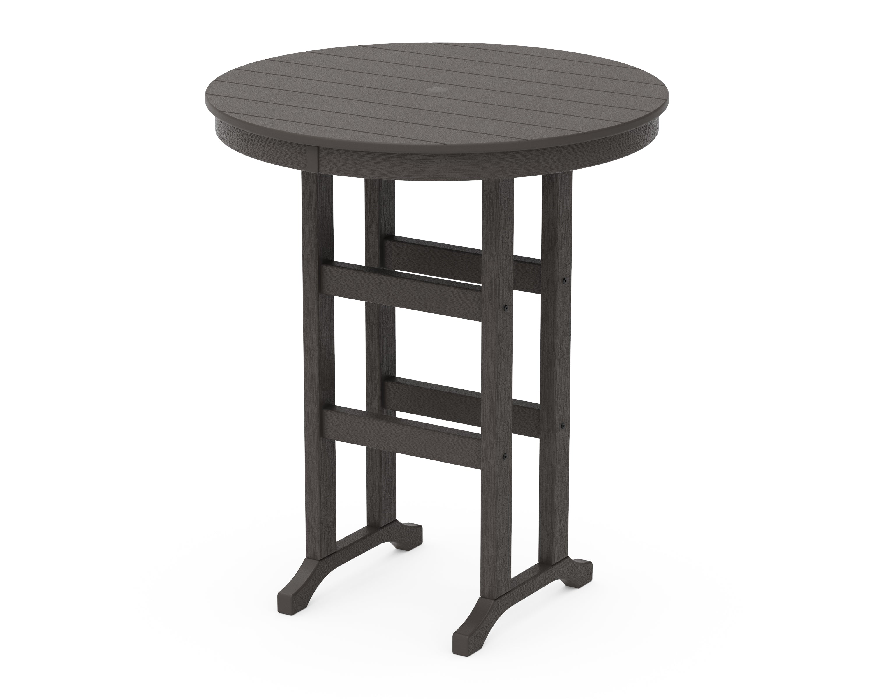 POLYWOOD 36" Round Farmhouse Bar Table in Vintage Coffee