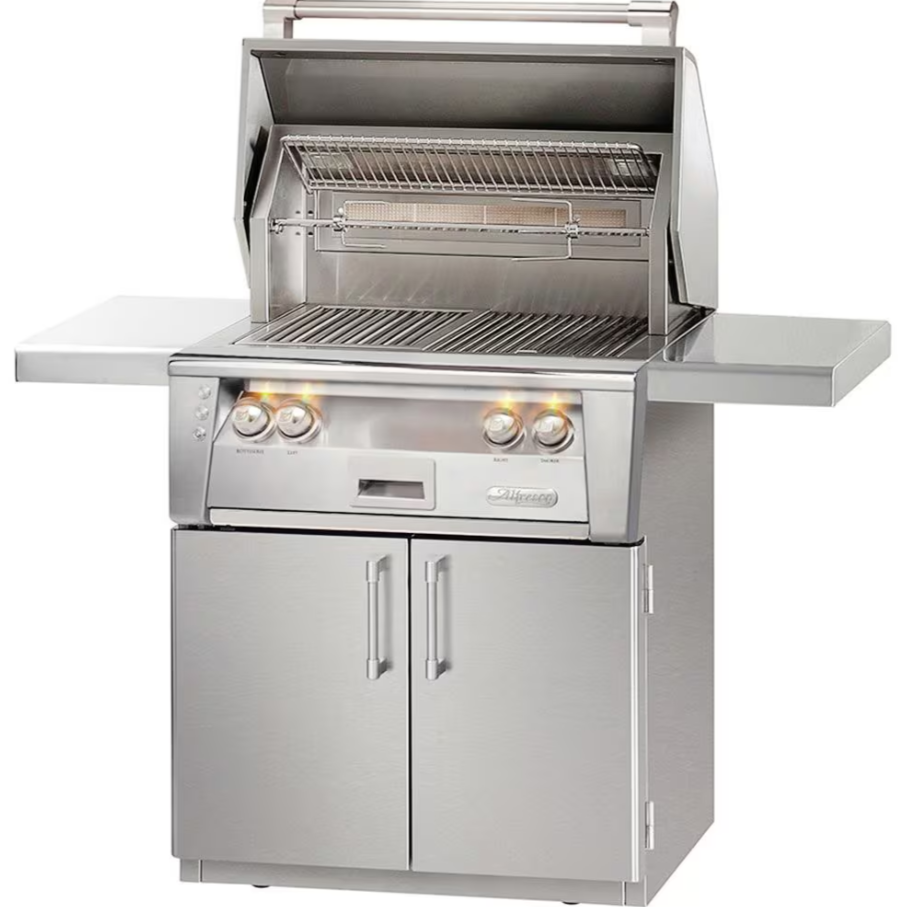 Alfresco ALXE 30-Inch Built-In Gas Grill On Cart With Rotisserie