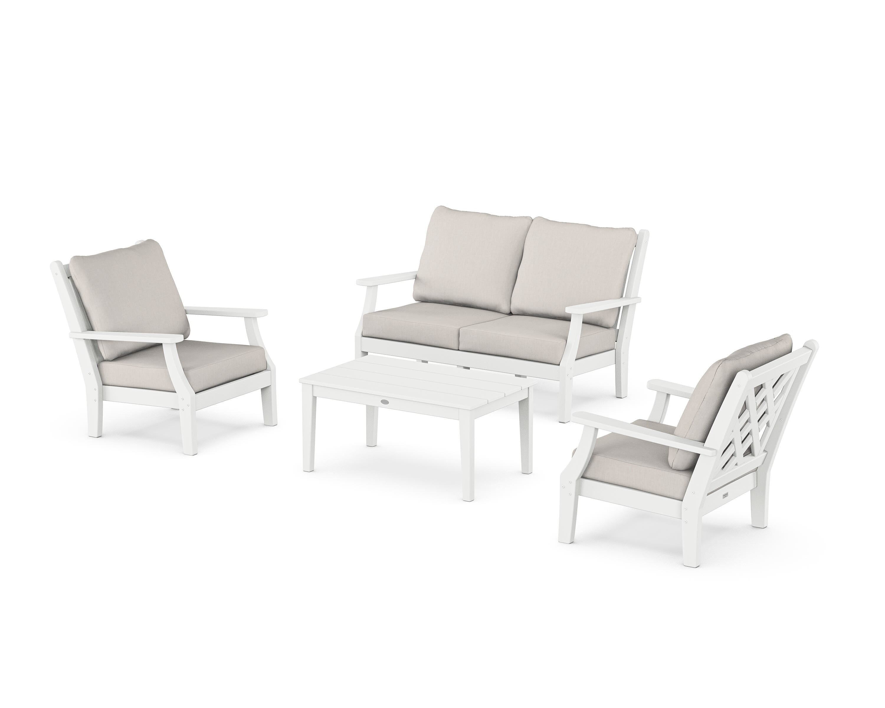 Country Living Wovendale 4-Piece Deep Seating Set with Loveseat in White / Cast Ash