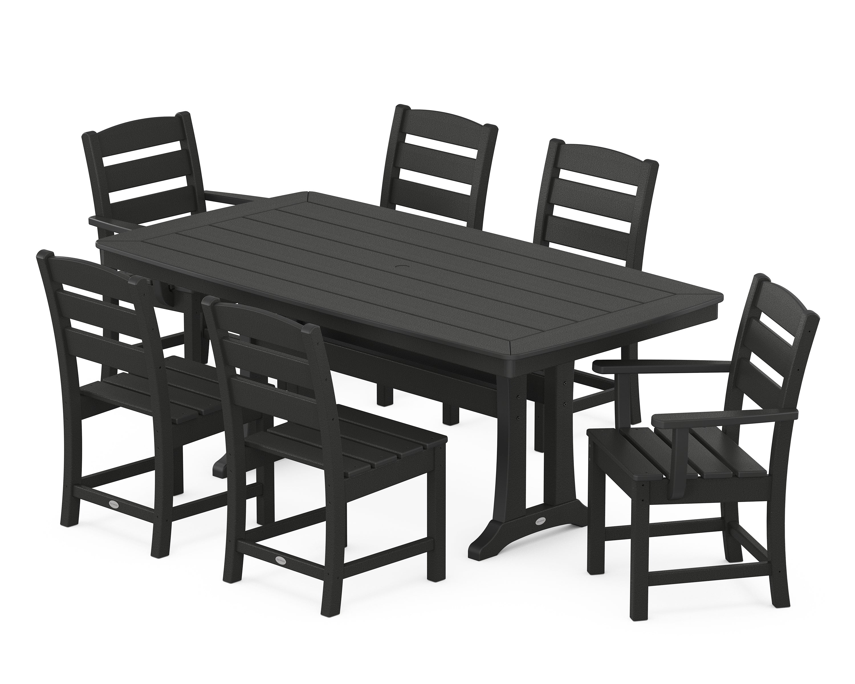 POLYWOOD Lakeside 7-Piece Dining Set with Trestle Legs in Black
