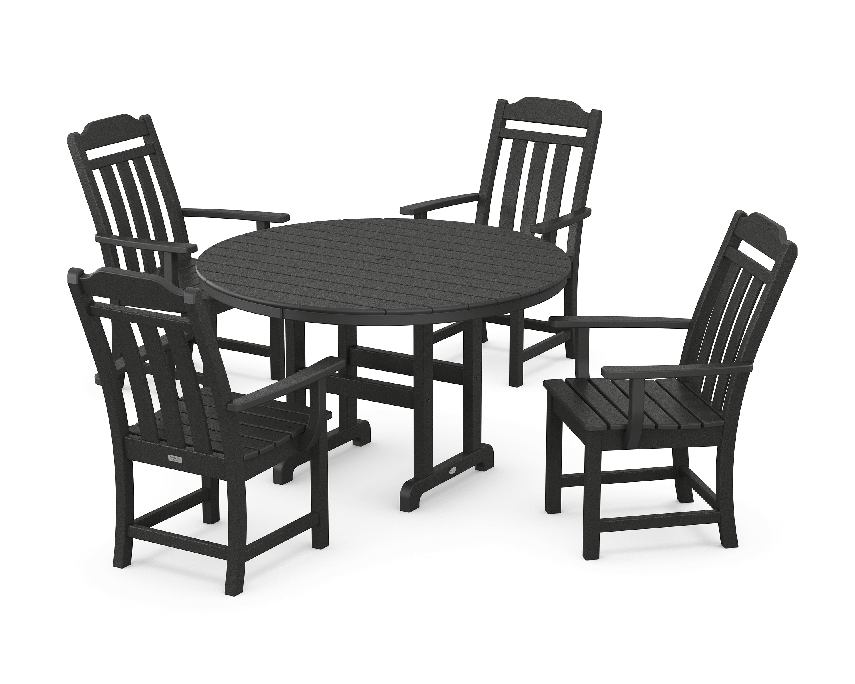 Polywood Country Living 5-Piece Round Farmhouse Dining Set in Black