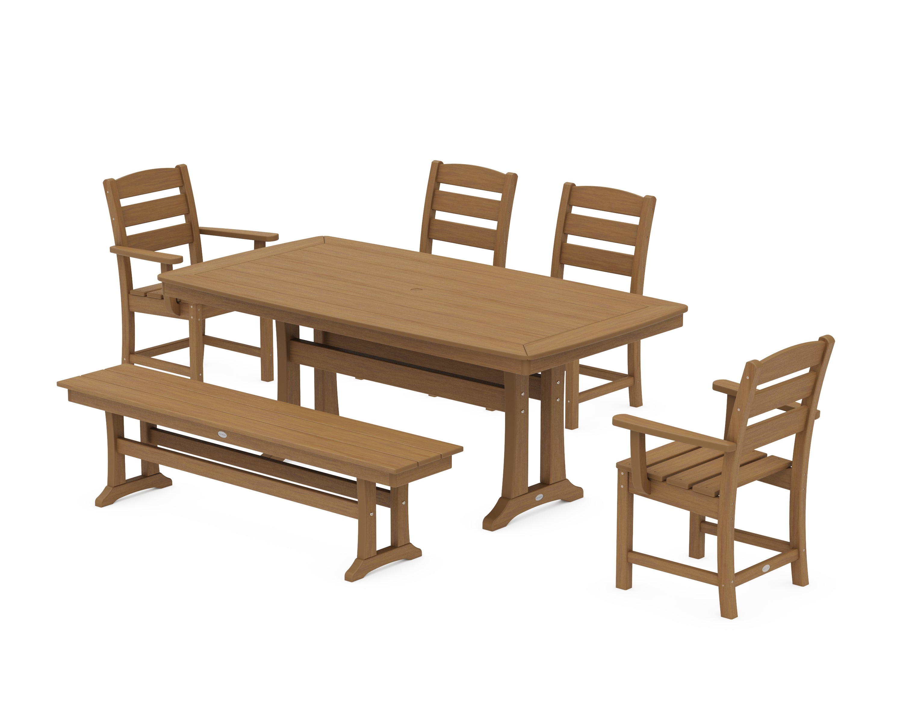 POLYWOOD Lakeside 6-Piece Dining Set with Trestle Legs in Natural