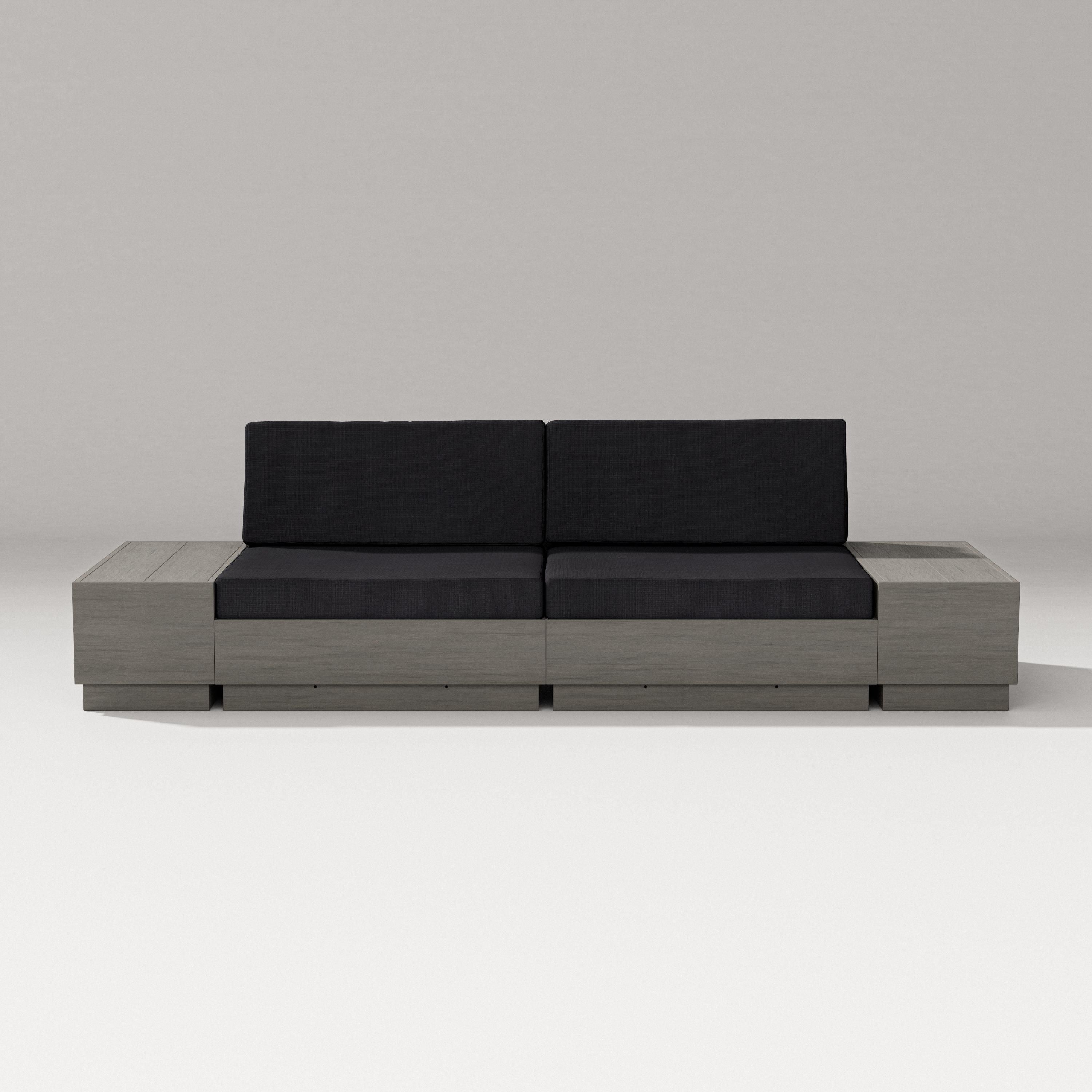 PW Designer Series Elevate 4-Piece Loveseat Sectional in Driftwood / Midnight Linen