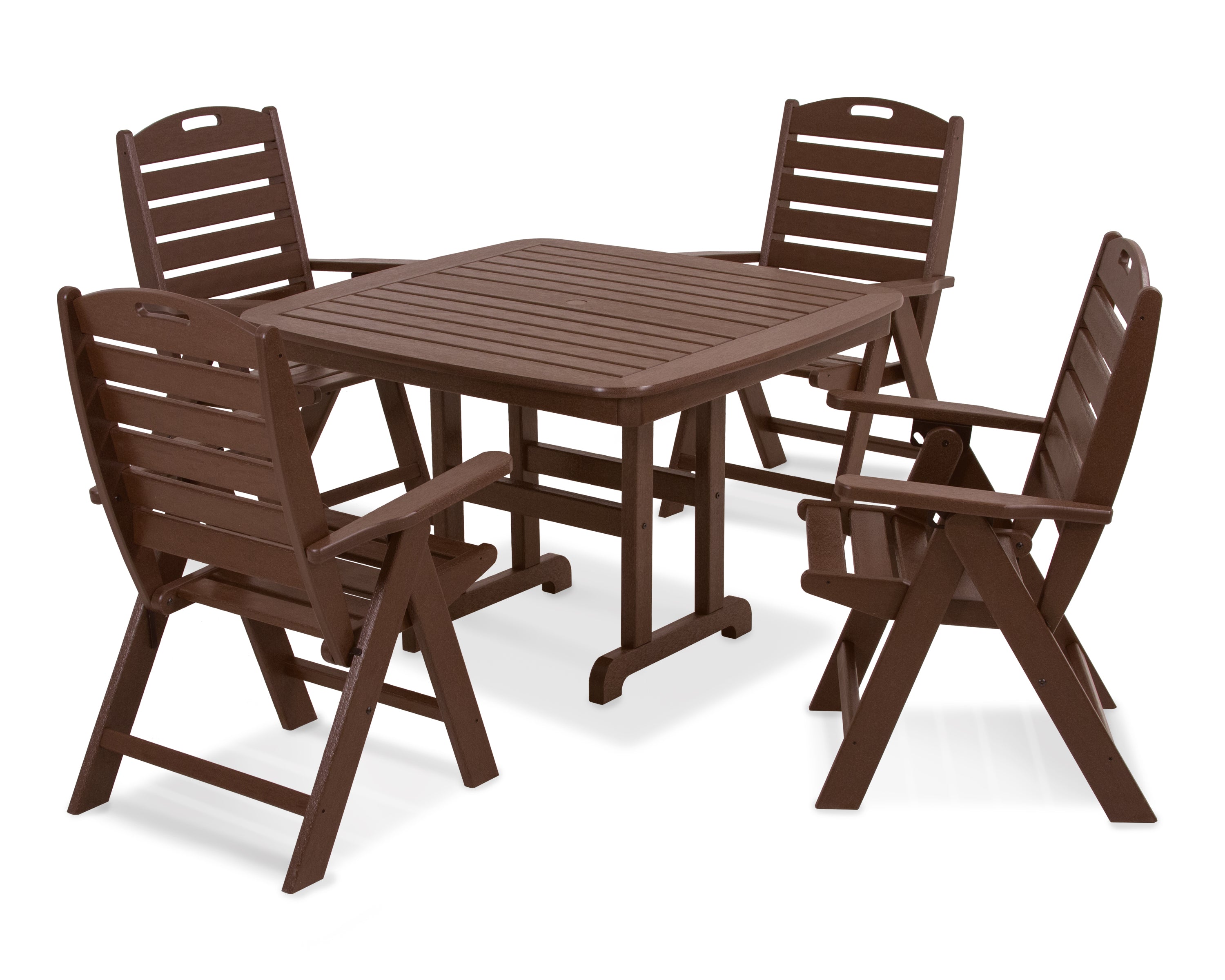 POLYWOOD® Nautical Highback Chair 5-Piece Dining Set in Mahogany