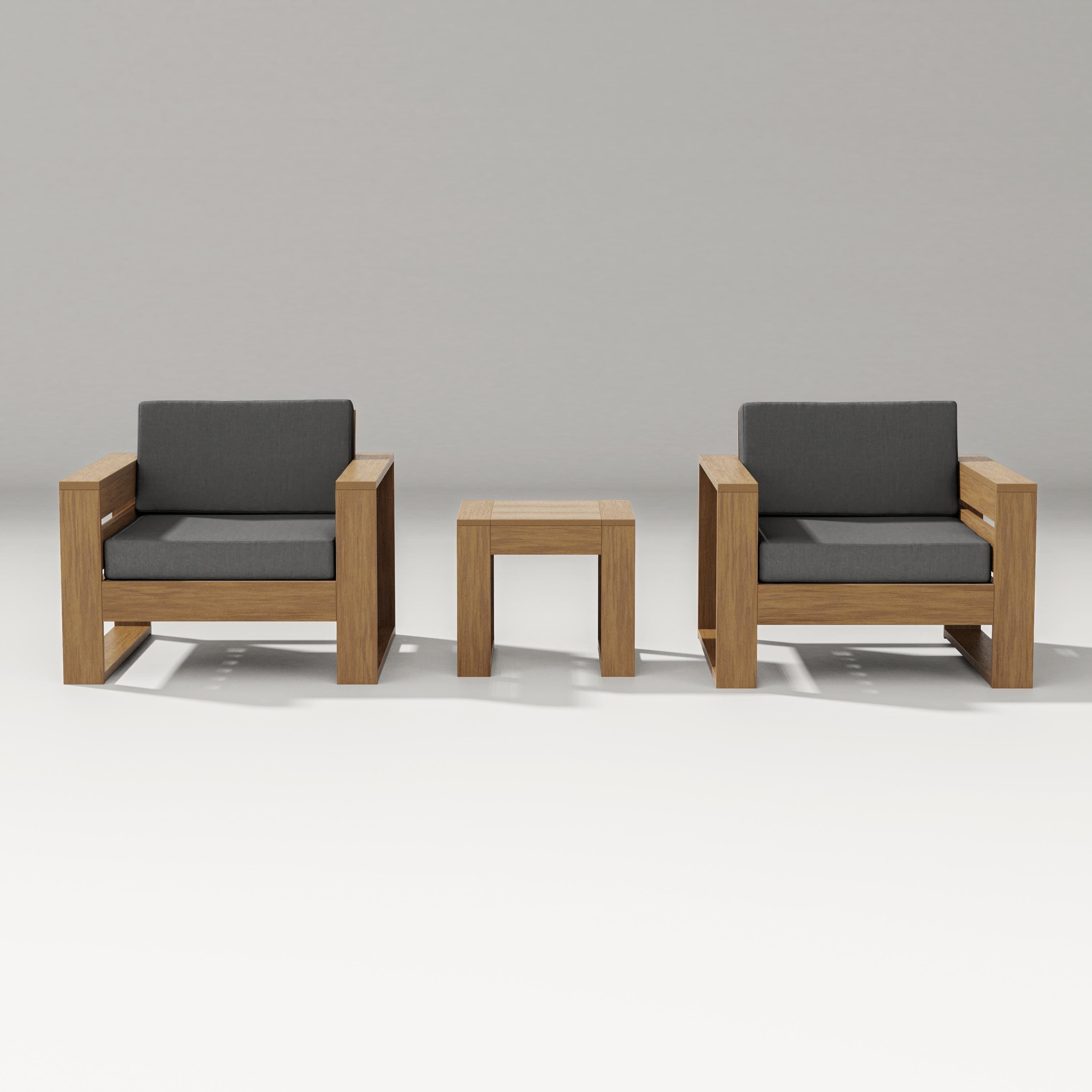PW Designer Series Latitude 3-Piece Lounge Chair Set in Natural / Spectrum Carbon