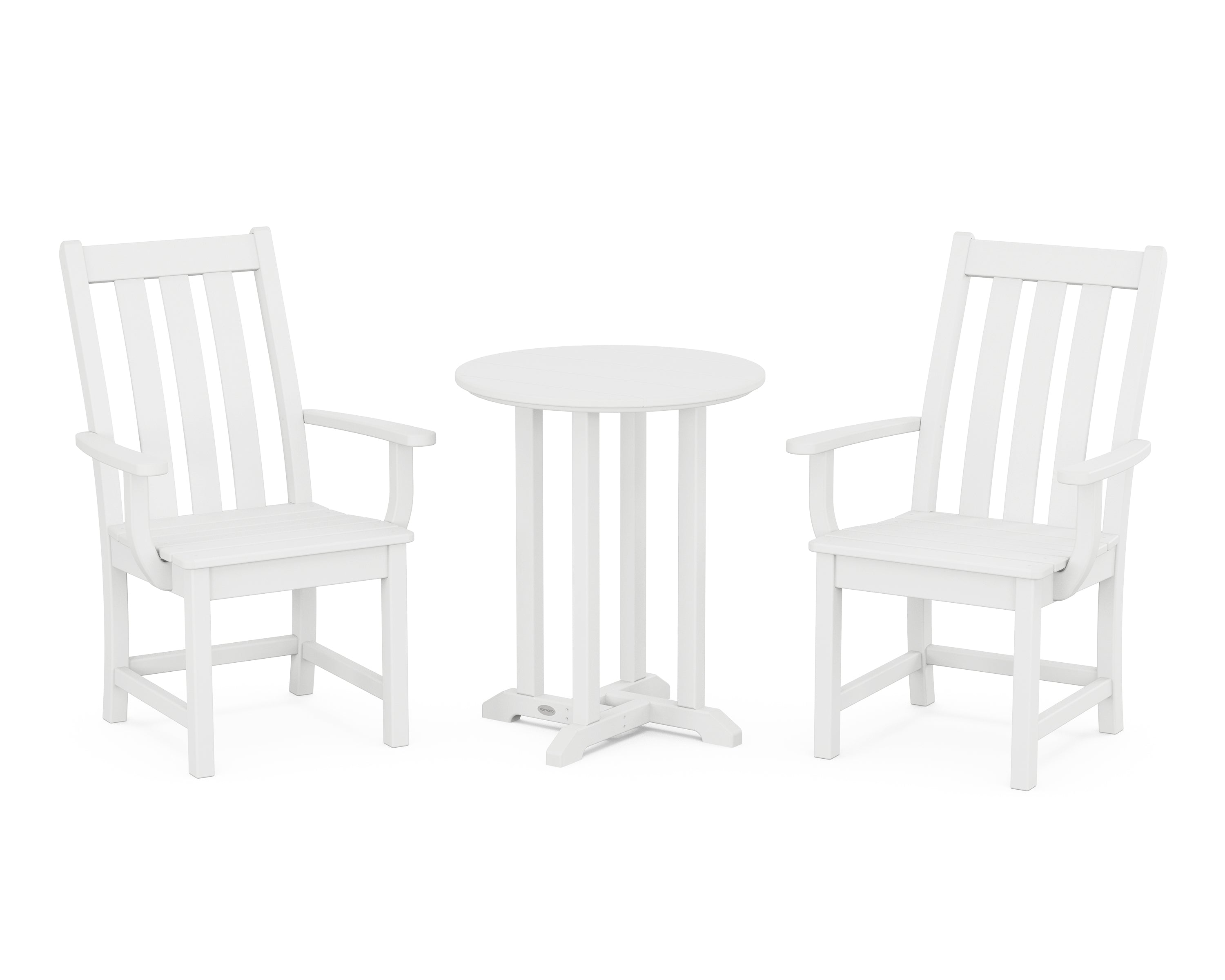 POLYWOOD Vineyard 3-Piece Round Bistro Dining Set in White