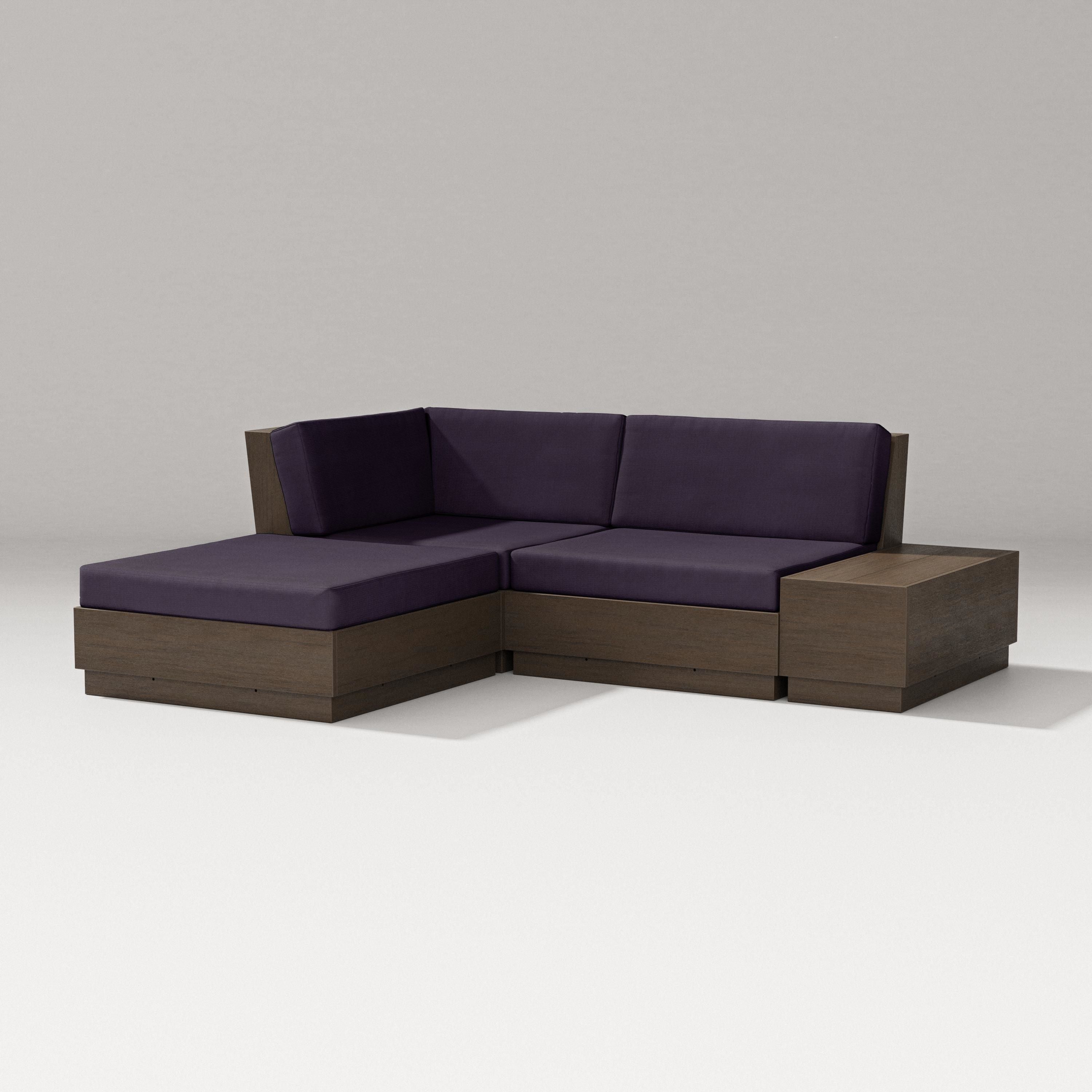 PW Designer Series Elevate Loveseat Sectional with Chaise in Kona / Navy Linen
