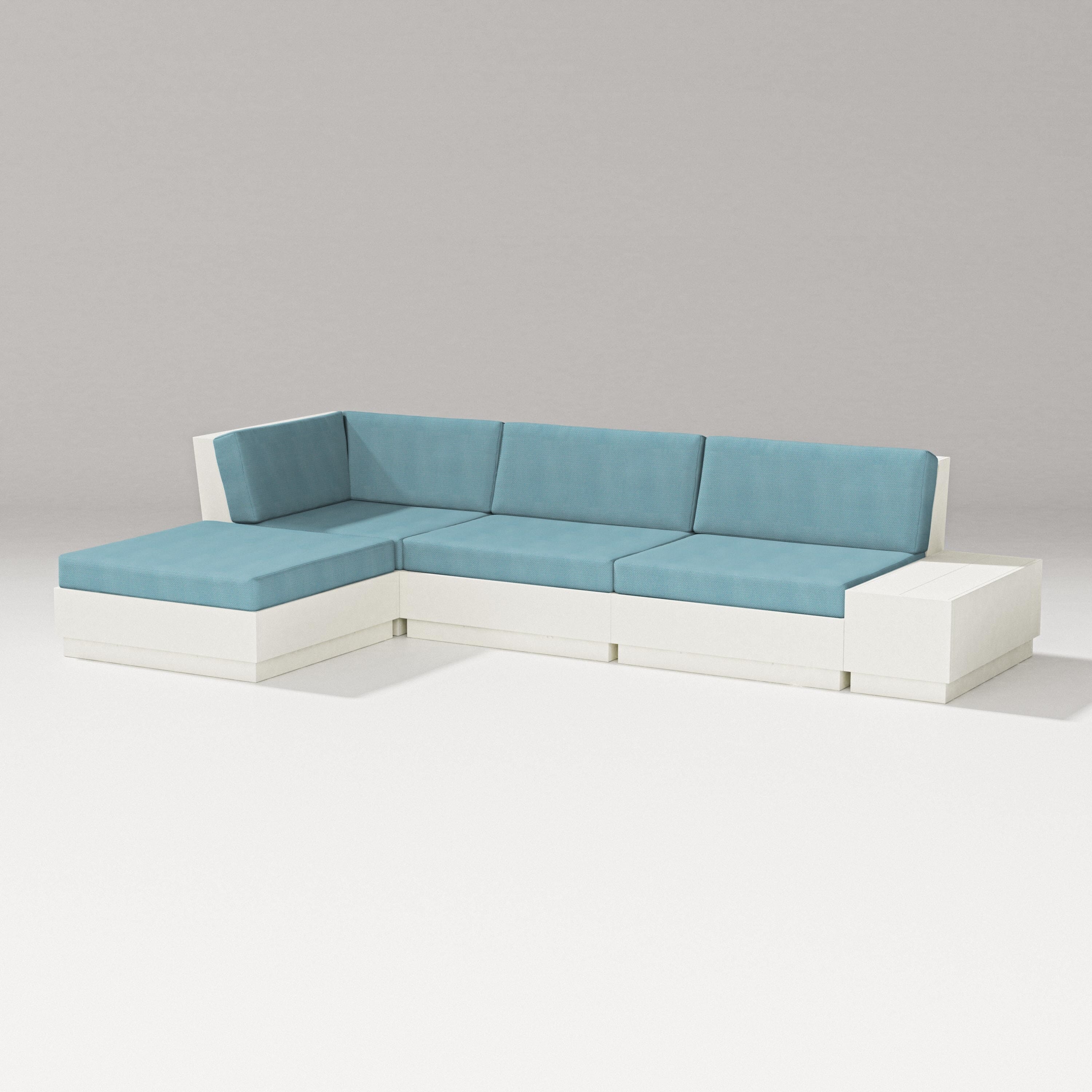 PW Designer Series Elevate Chaise Sectional in Vintage White / Lattice Sky Blue