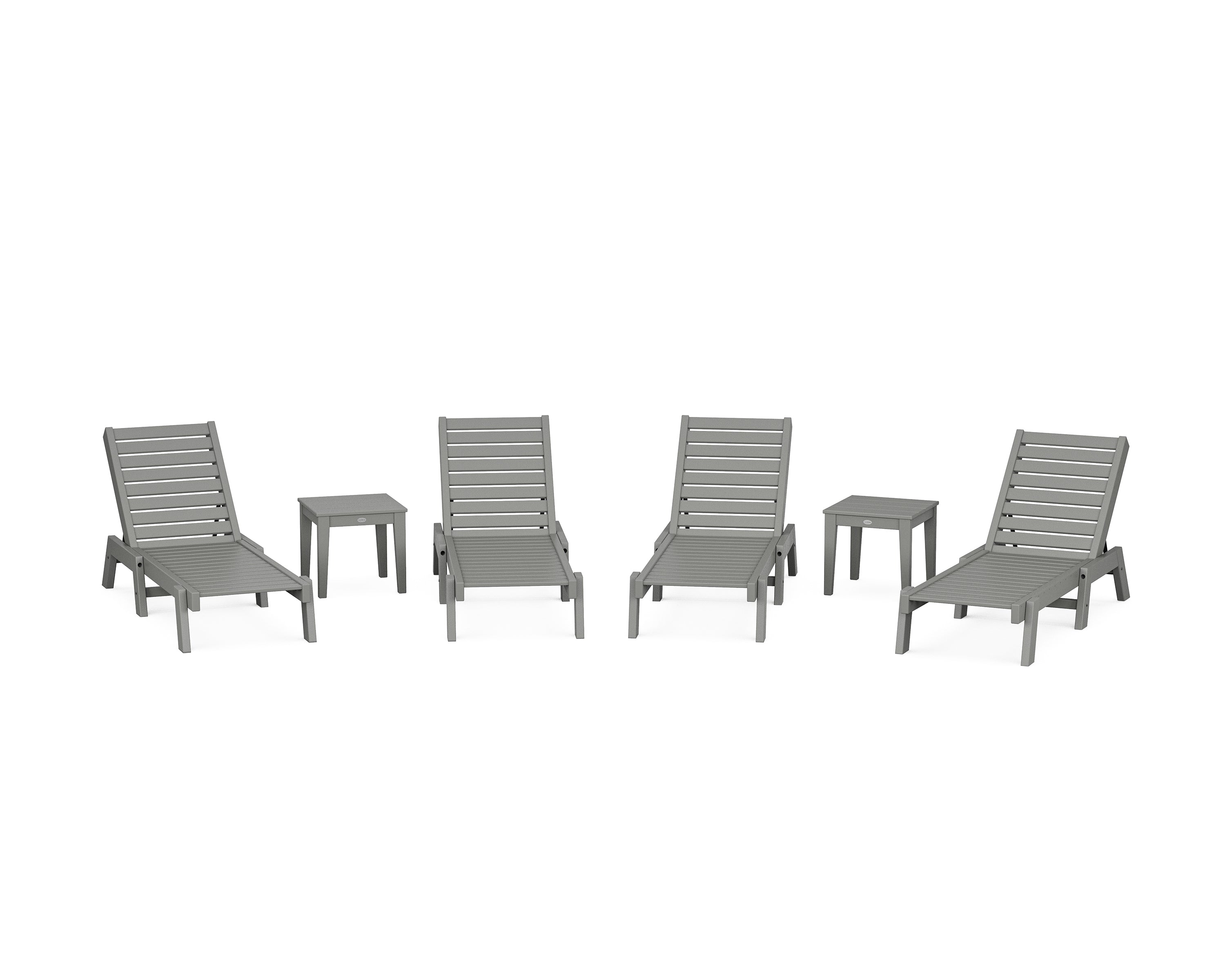 POLYWOOD Captain Chaise 6-Piece Set in Slate Grey