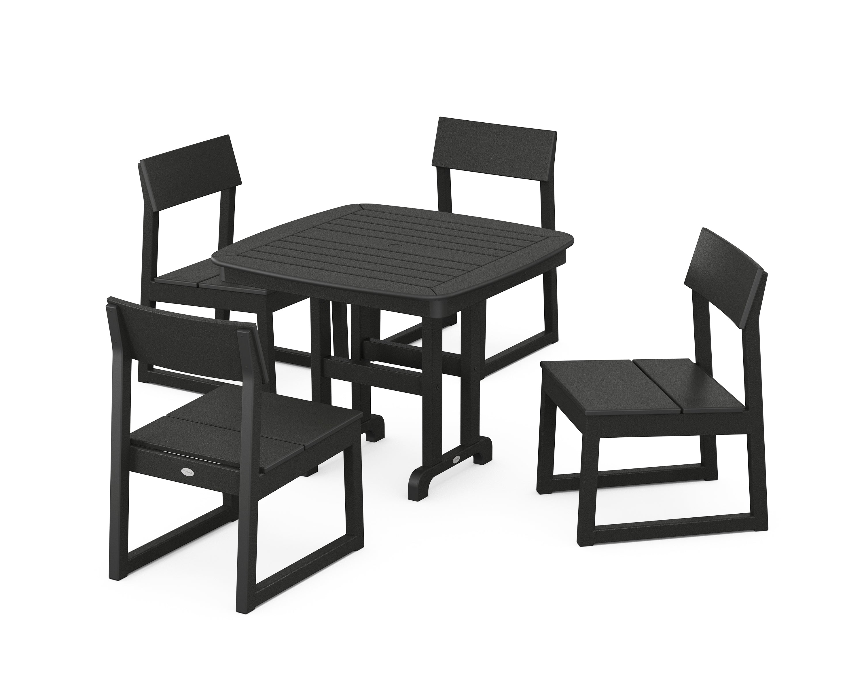POLYWOOD® EDGE Side Chair 5-Piece Dining Set in Black