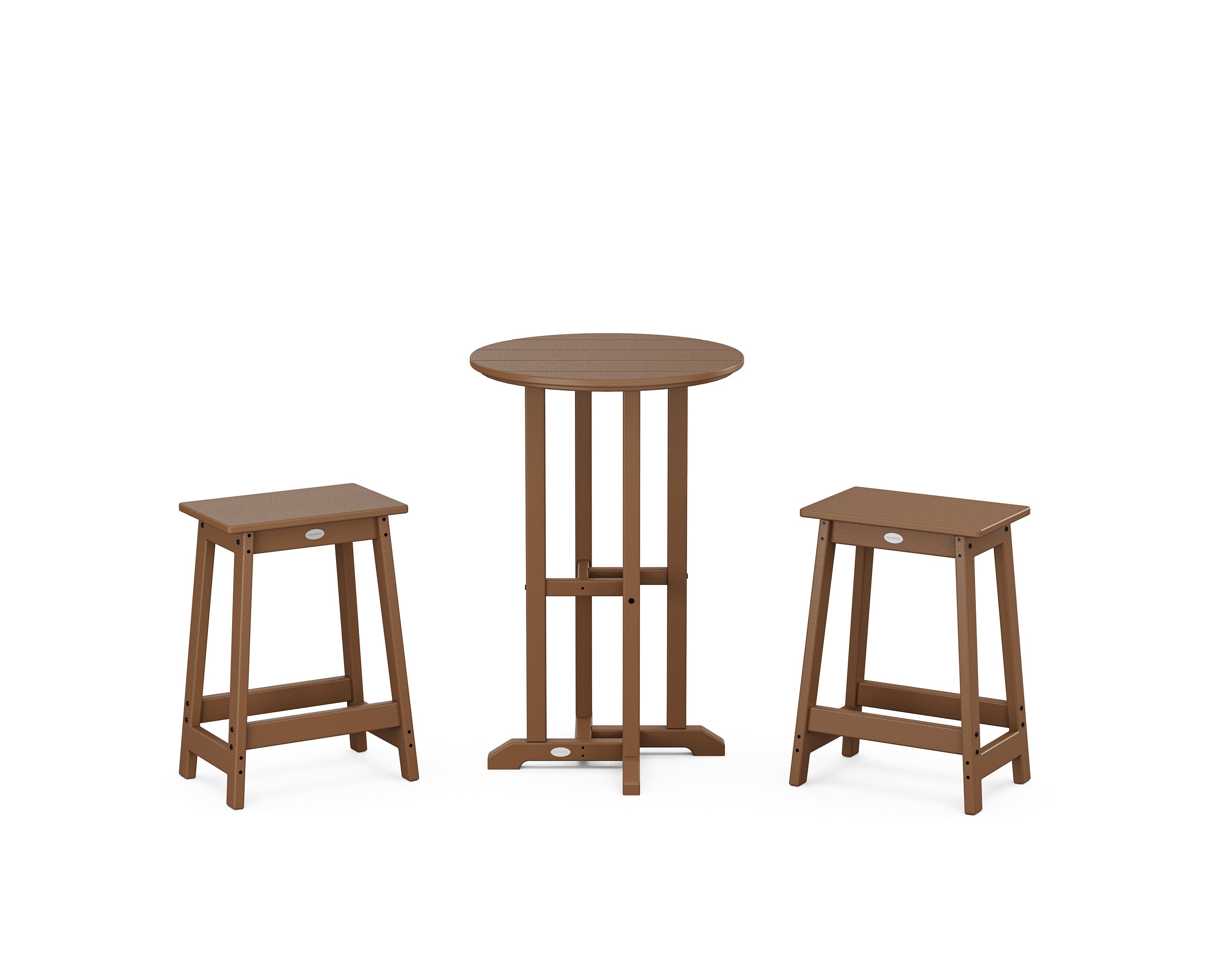 POLYWOOD Modern Studio Counter Stool 3-Piece Bistro Set in Teak