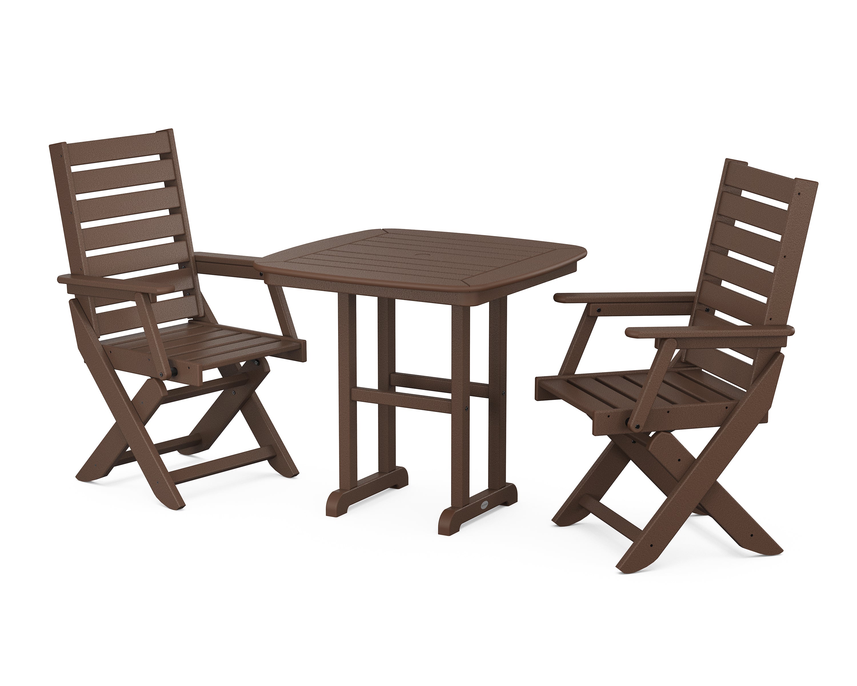 POLYWOOD Captain Folding Chair 3-Piece Dining Set in Mahogany