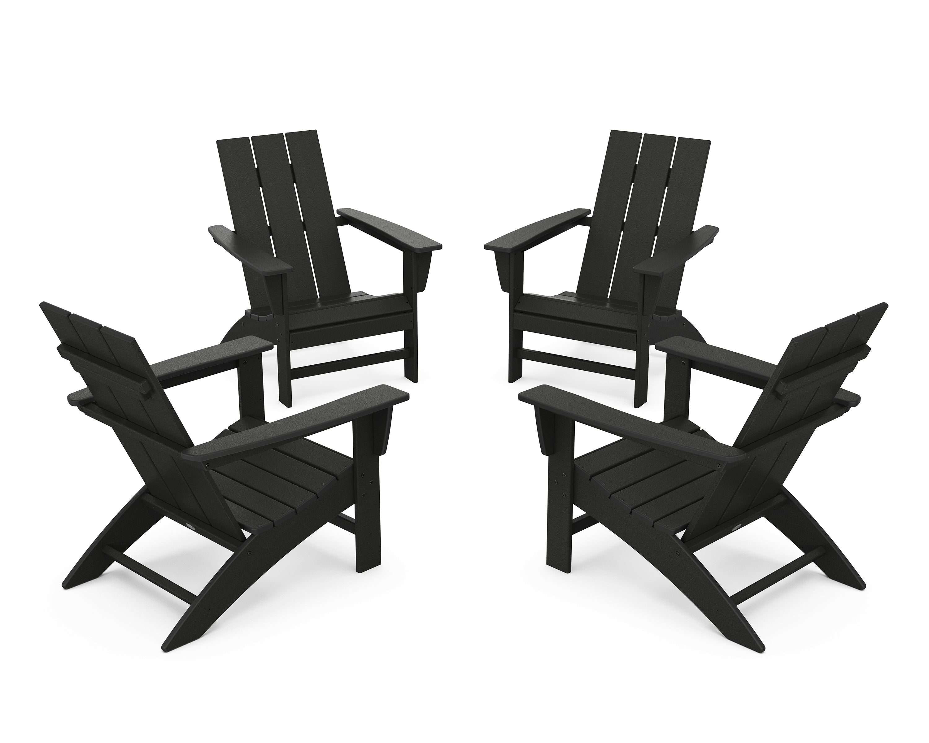 POLYWOOD® 4-Piece Modern Adirondack Chair Conversation Set in Black