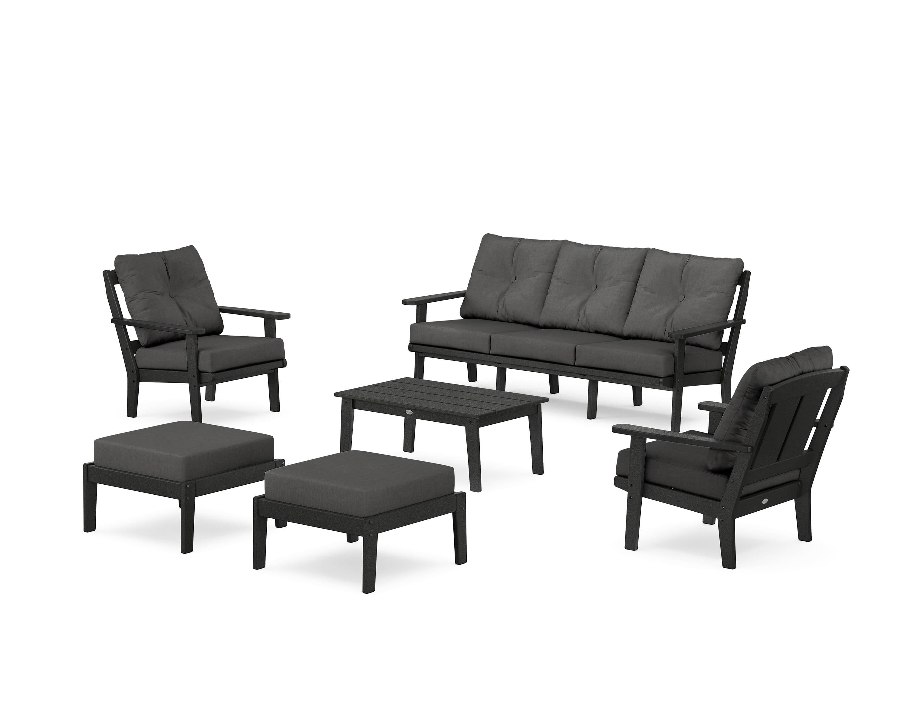POLYWOOD Mission 6-Piece Lounge Sofa Set in Black / Spectrum Carbon