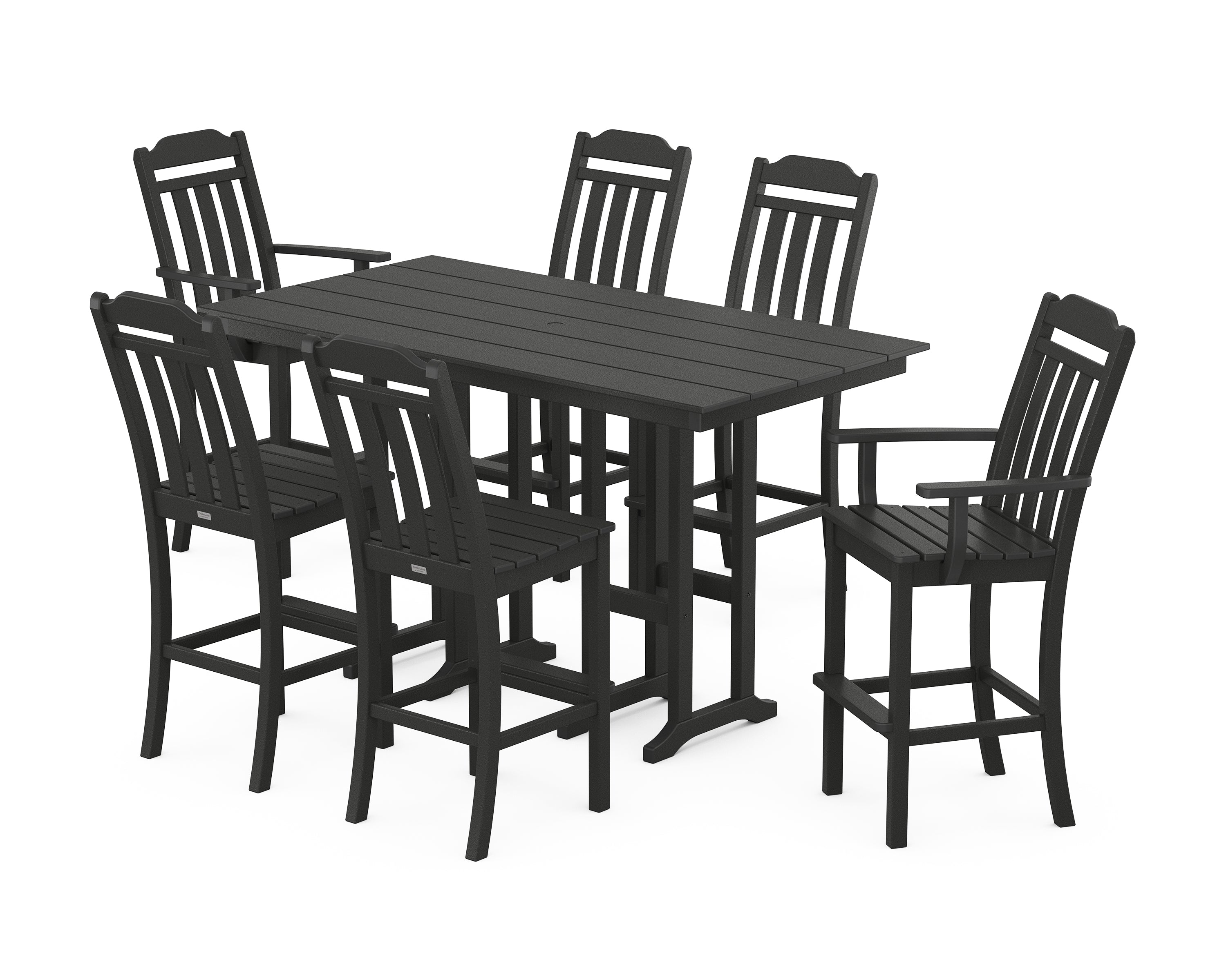 POLYWOOD Country Living 7-Piece Farmhouse Bar Set in Black