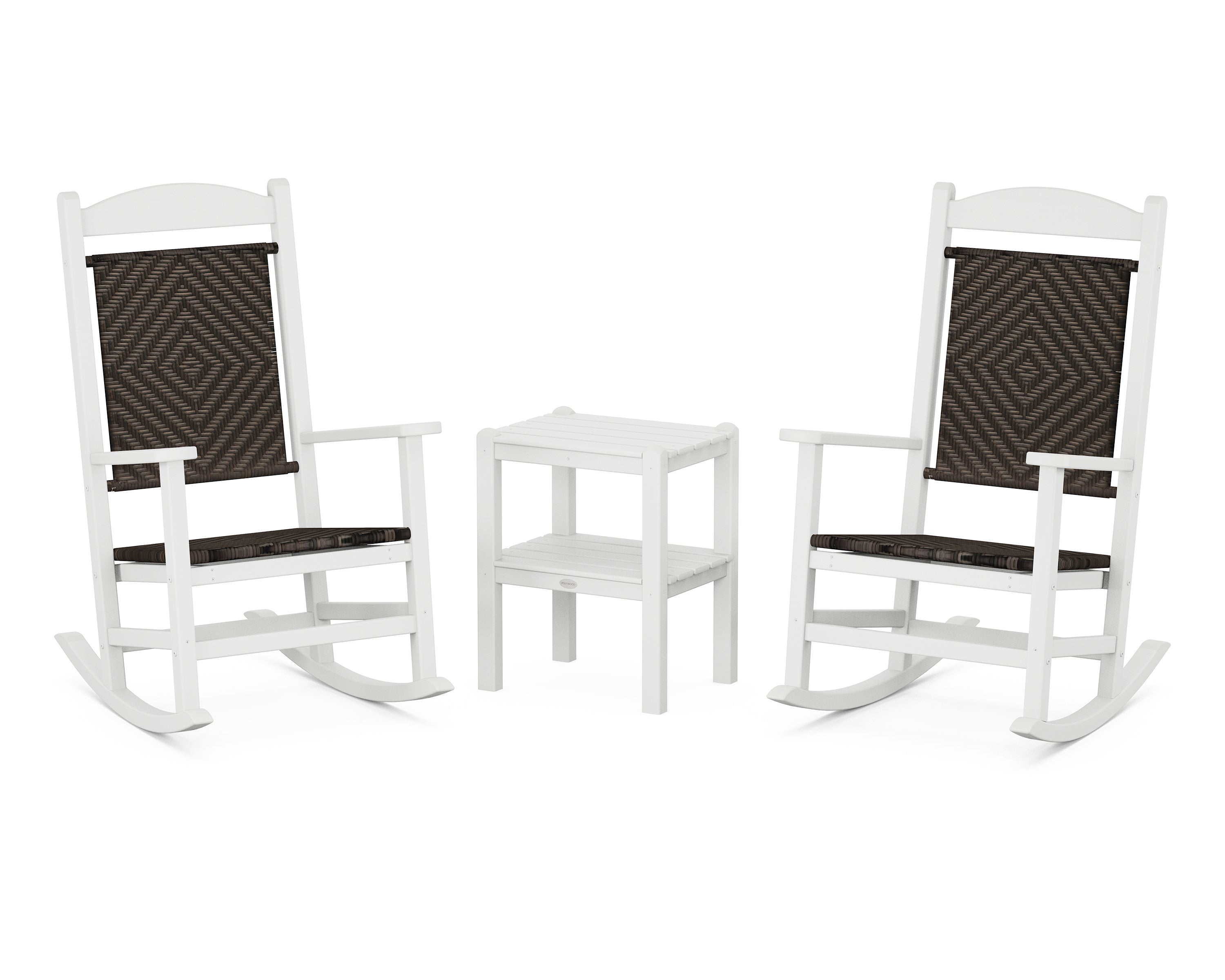 POLYWOOD® Presidential Woven Rocker 3-Piece Set in White / Cahaba