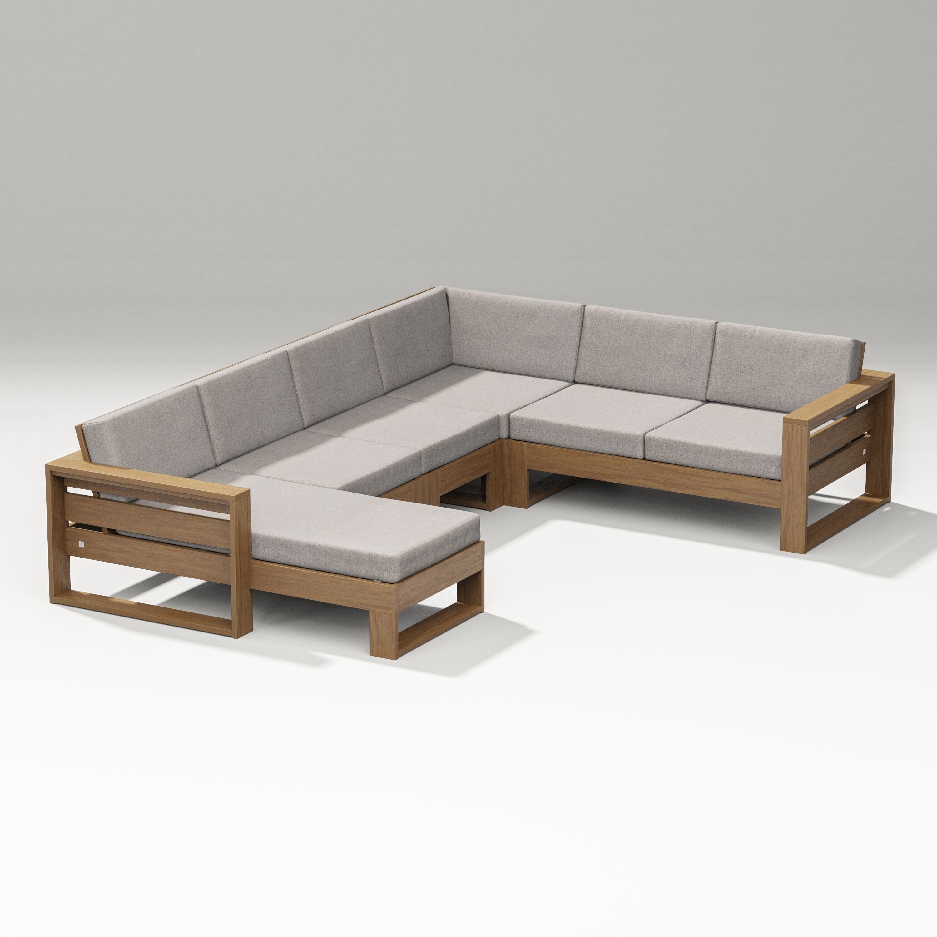 PW Designer Series Latitude Corner Sectional with Left Chaise in Natural / Weathered Tweed