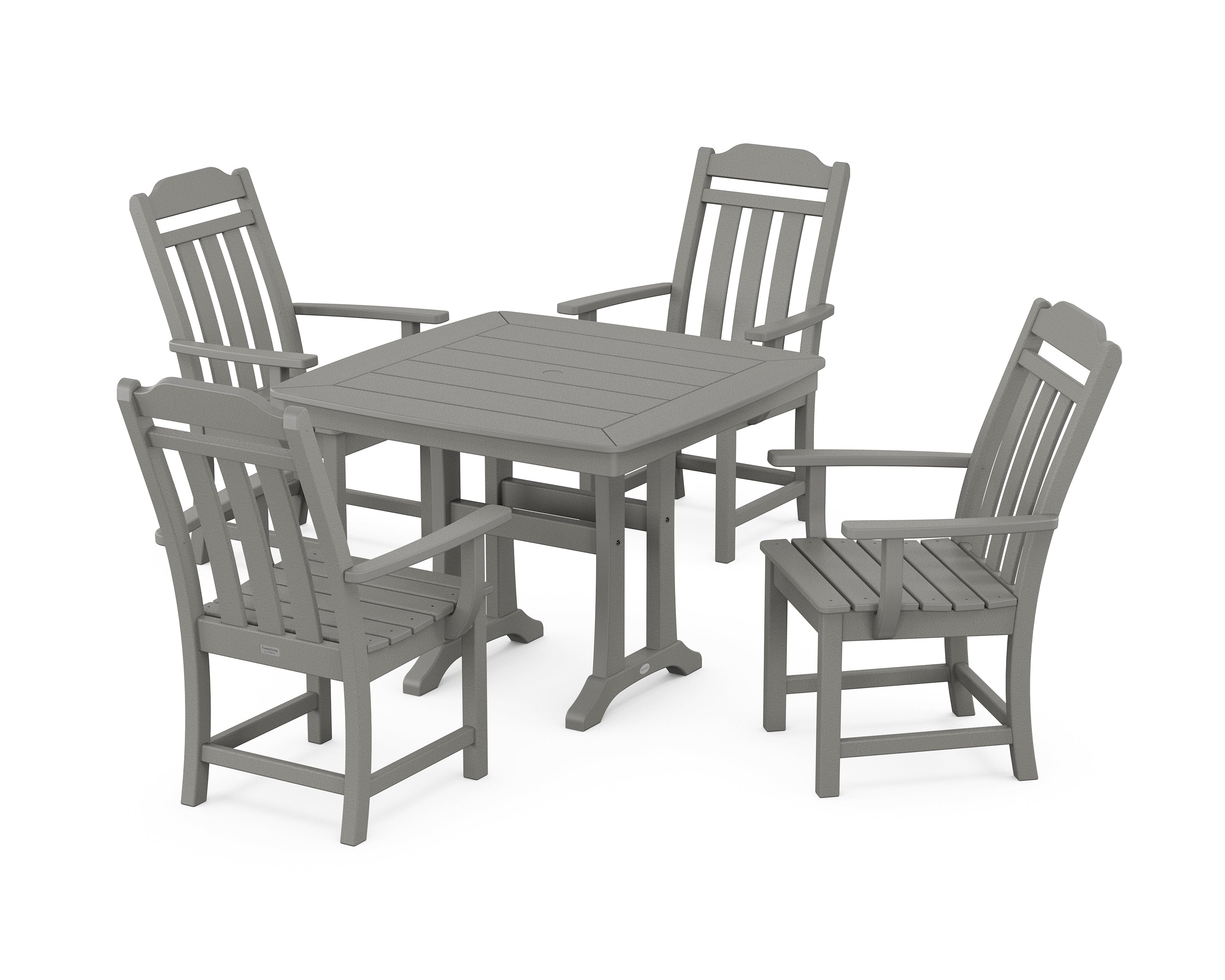 Polywood Country Living 5-Piece Dining Set with Trestle Legs in Slate Grey