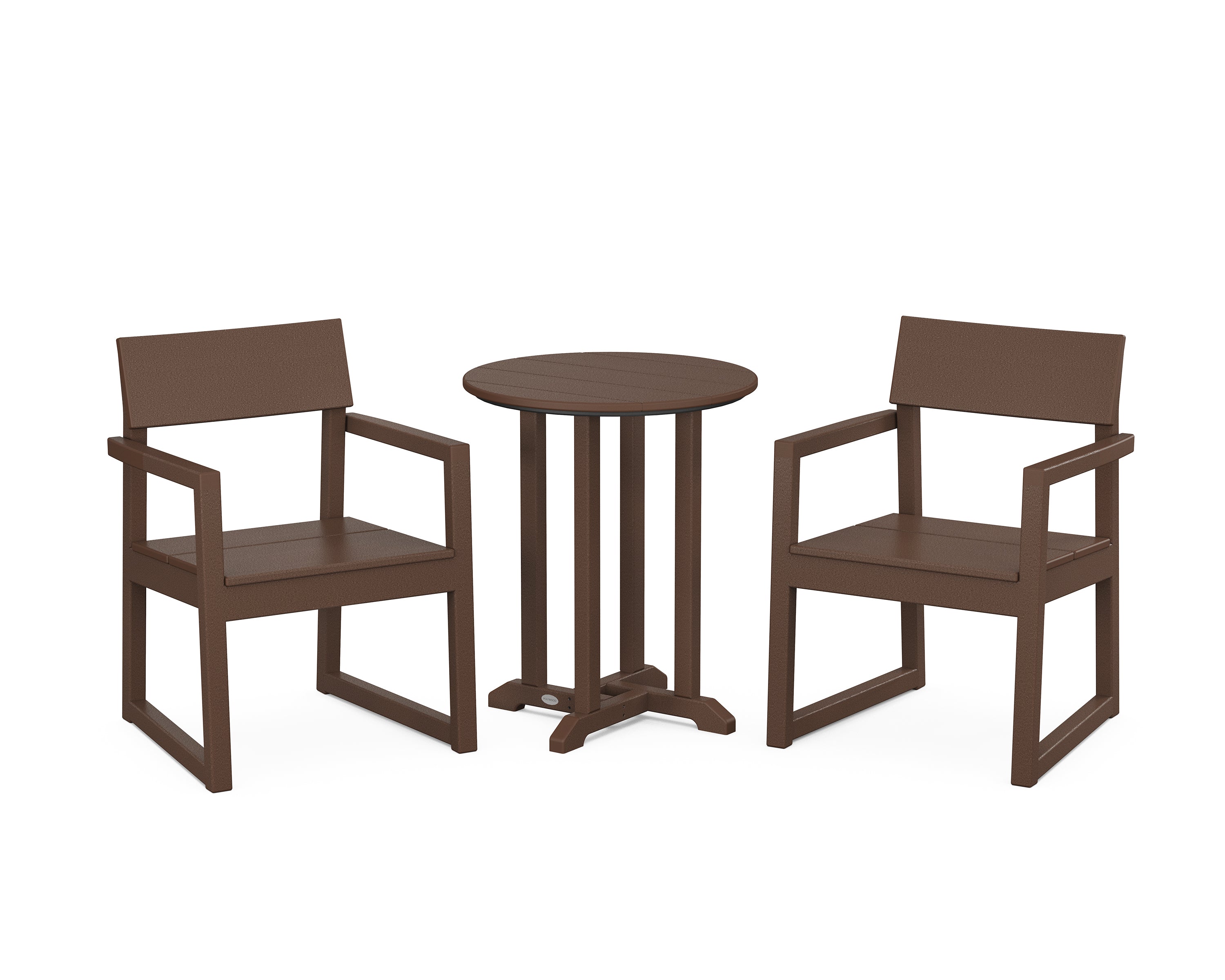POLYWOOD EDGE 3-Piece Round Bistro Dining Set in Mahogany