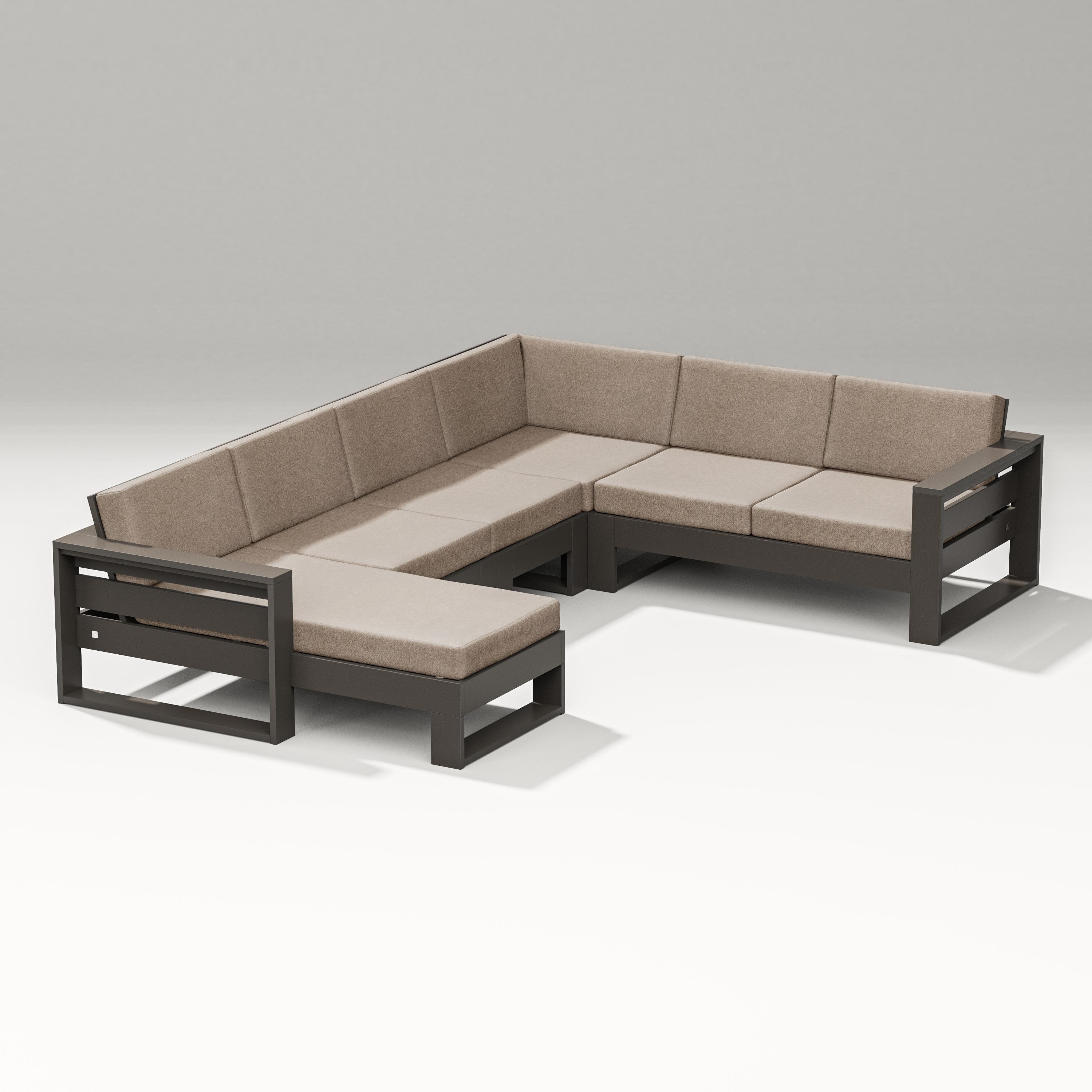 PW Designer Series Latitude Corner Sectional with Left Chaise in Vintage Coffee / Spiced Burlap