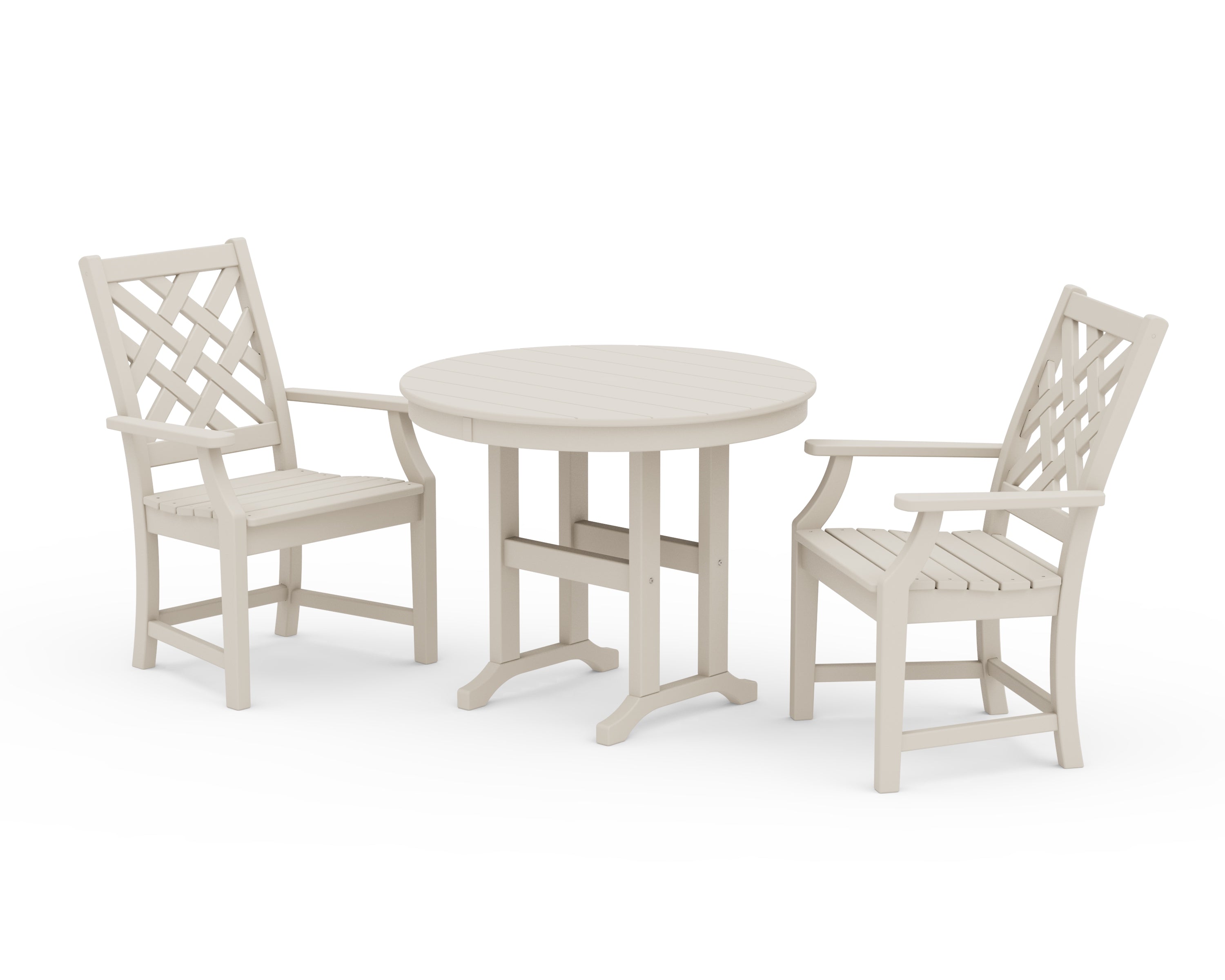 POLYWOOD Wovendale 3-Piece Farmhouse Dining Set in Sand