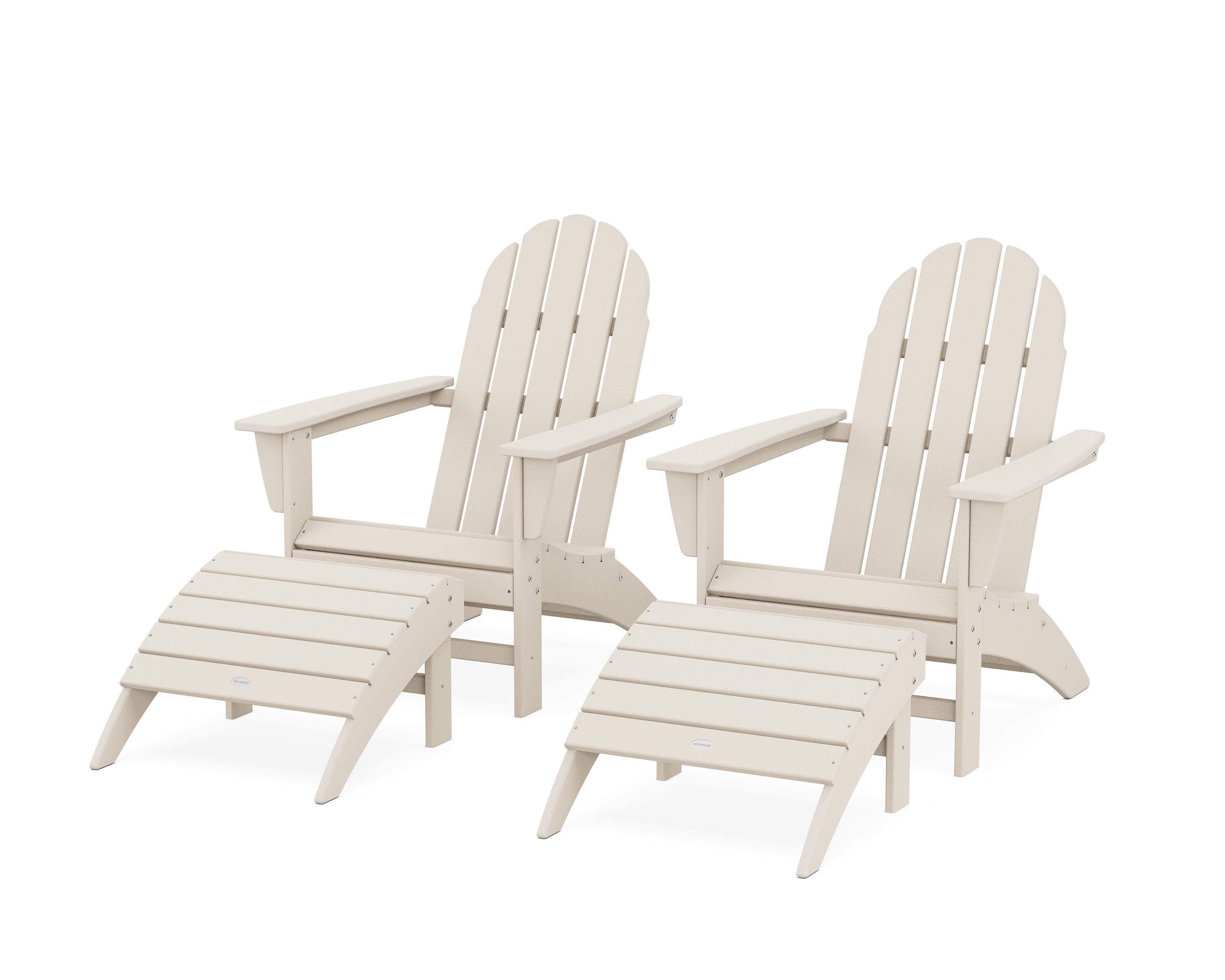 POLYWOOD® Vineyard Adirondack Chair 4-Piece Set with Ottomans in Sand