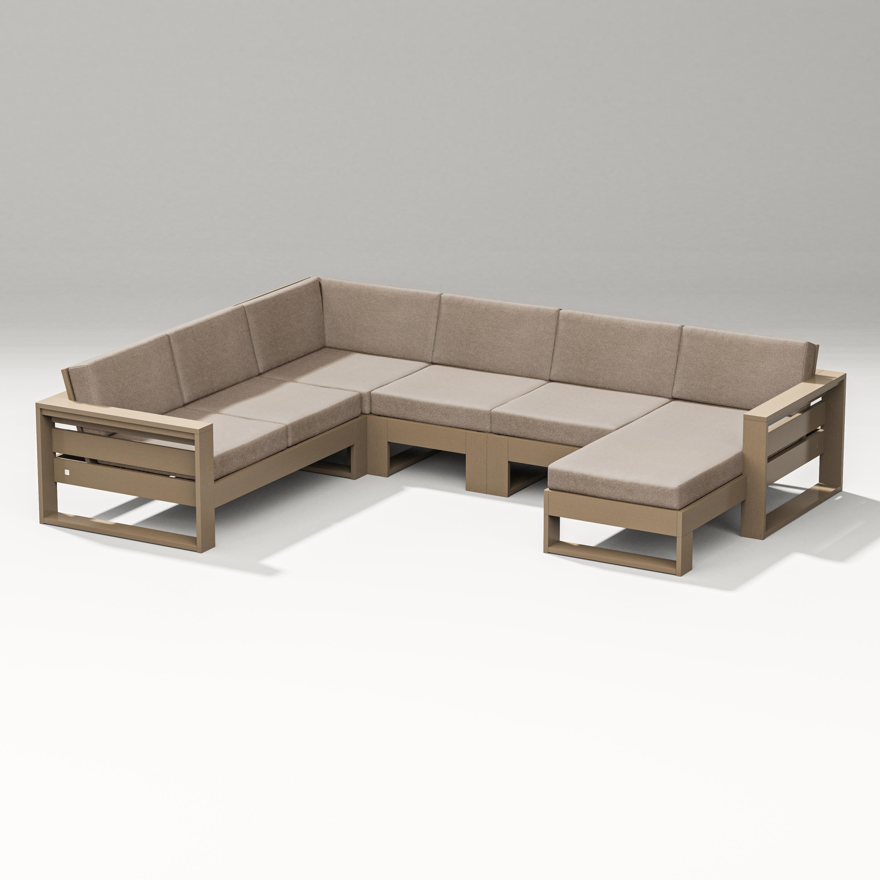 PW Designer Series Latitude Corner Sectional with Right Chaise in Vintage Sahara / Spiced Burlap