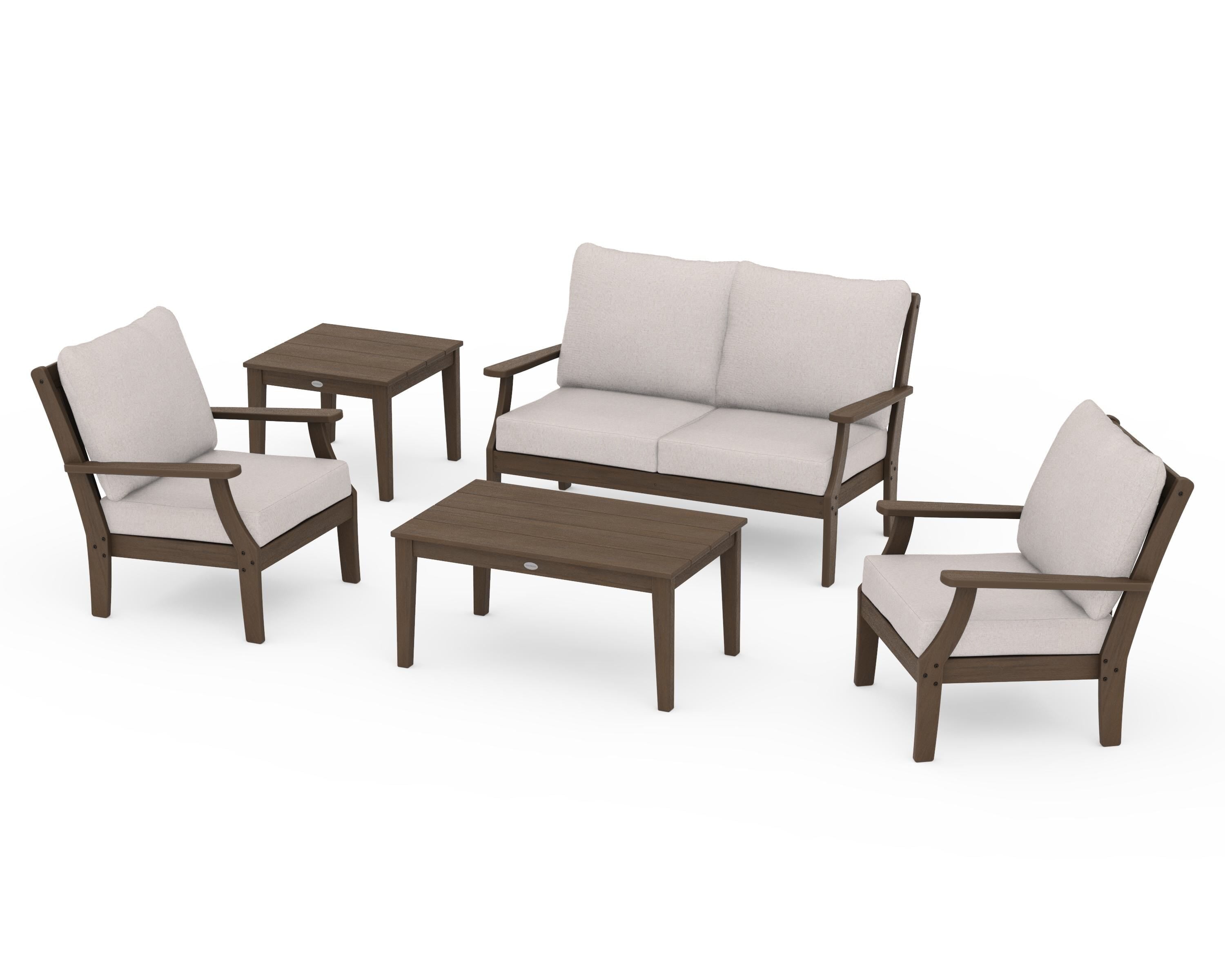POLYWOOD Braxton 5-Piece Deep Seating Set in Kona / Dune Burlap