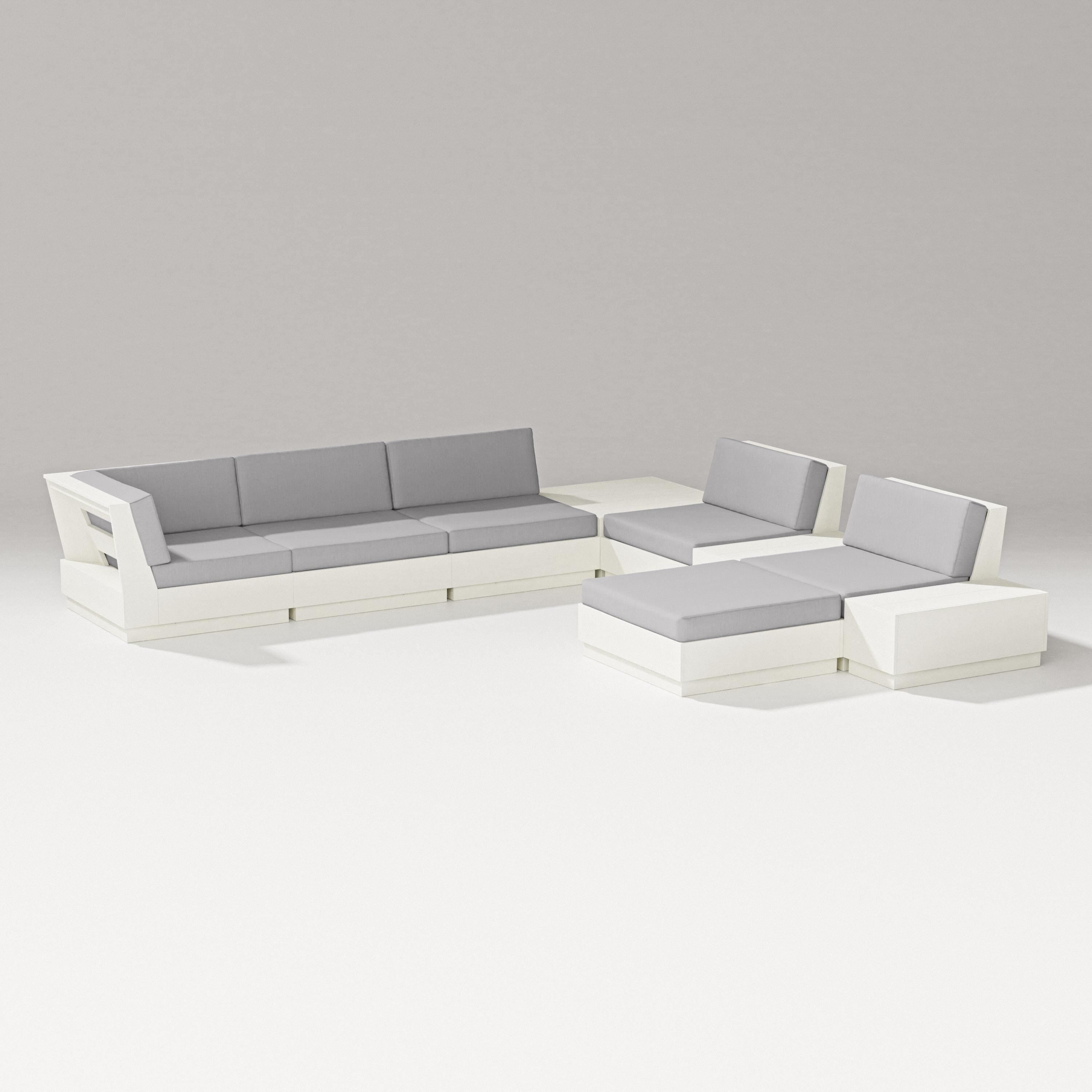 PW Designer Series Elevate 9-Piece Conversation Sectional in Vintage White / Granite