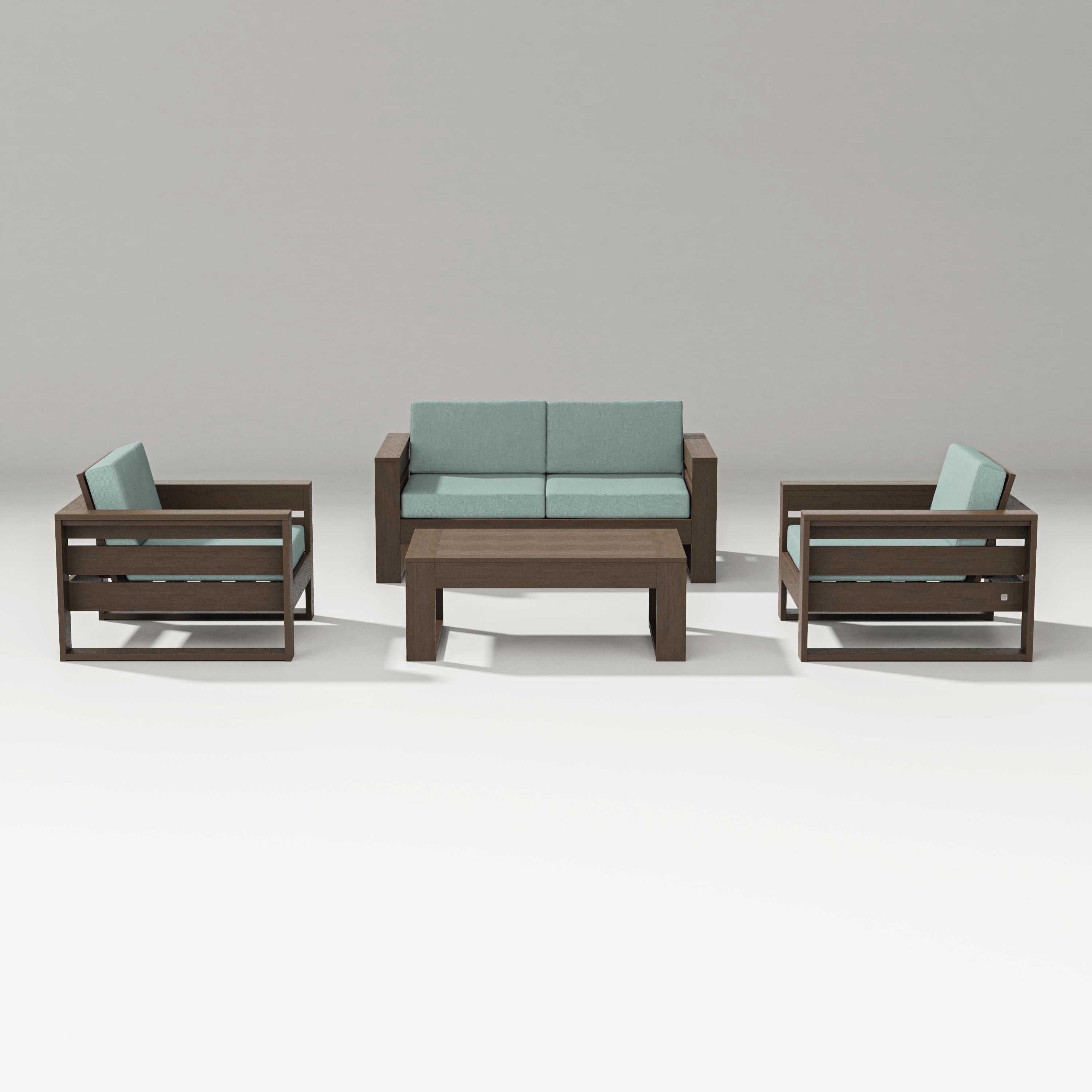 PW Designer Series Latitude 4-Piece Lounge Loveseat Set in Kona / Glacier Spa