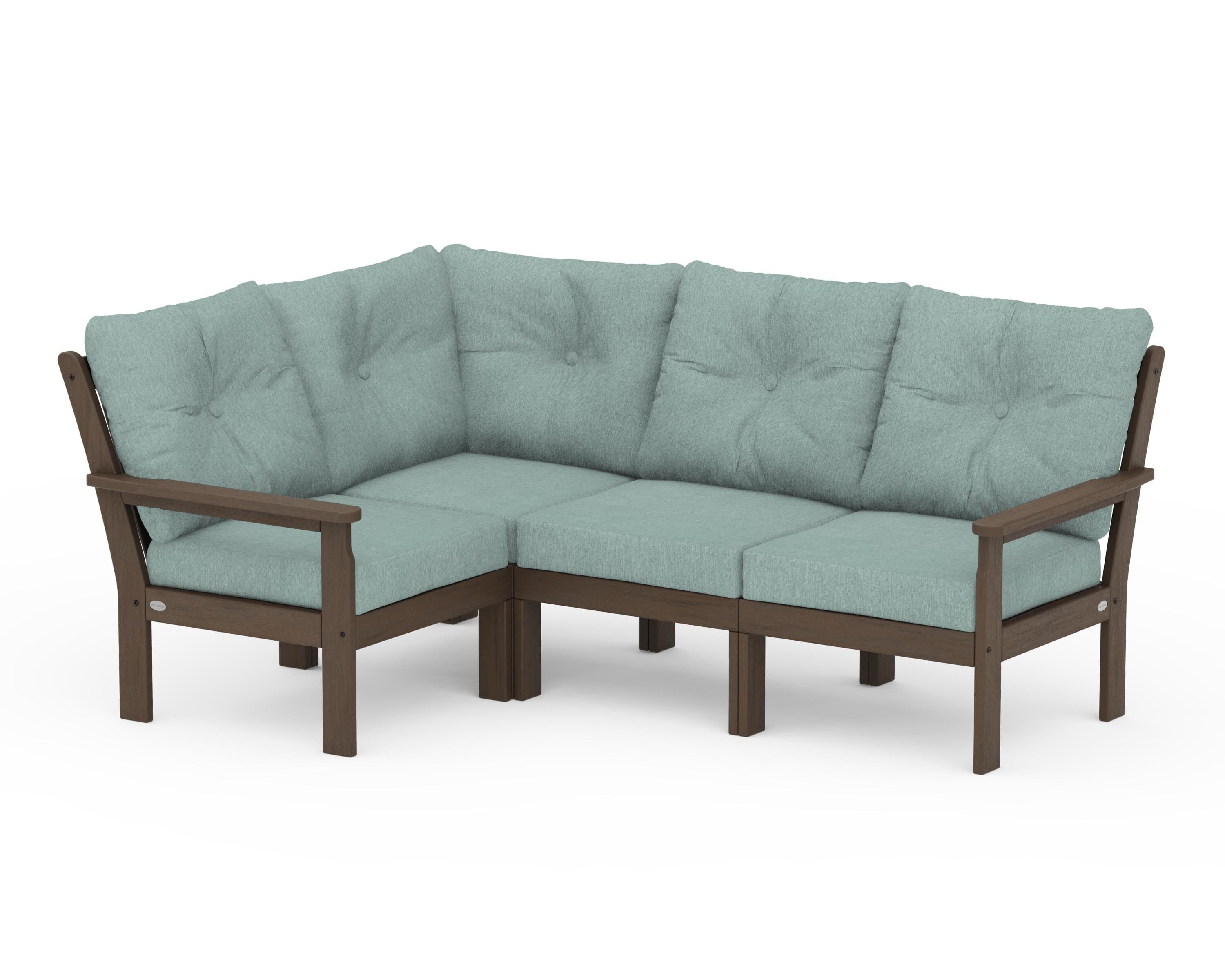 POLYWOOD Vineyard 4-Piece Sectional in Kona / Glacier Spa