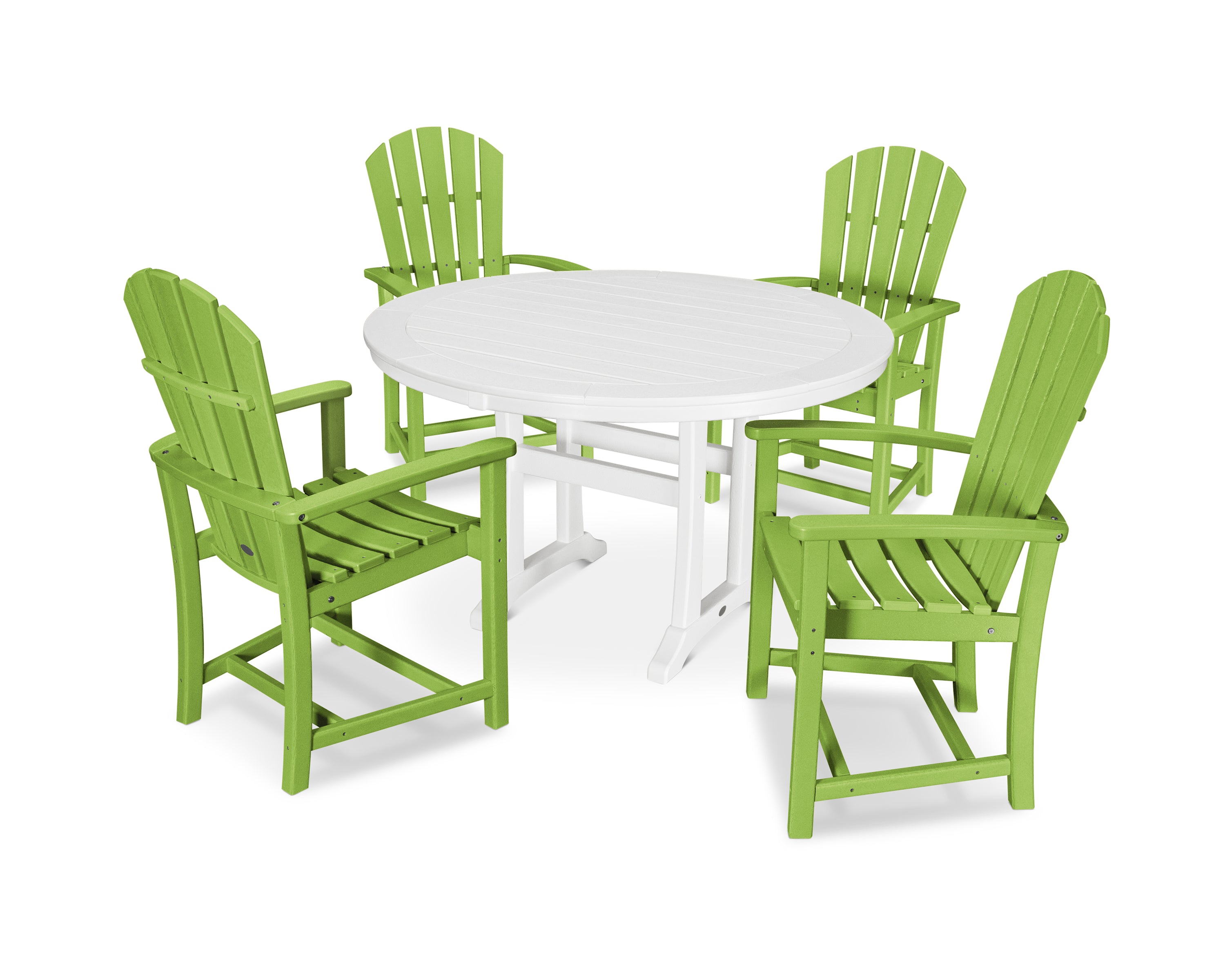 POLYWOOD® Palm Coast 5-Piece Round Dining Set in Lime / White