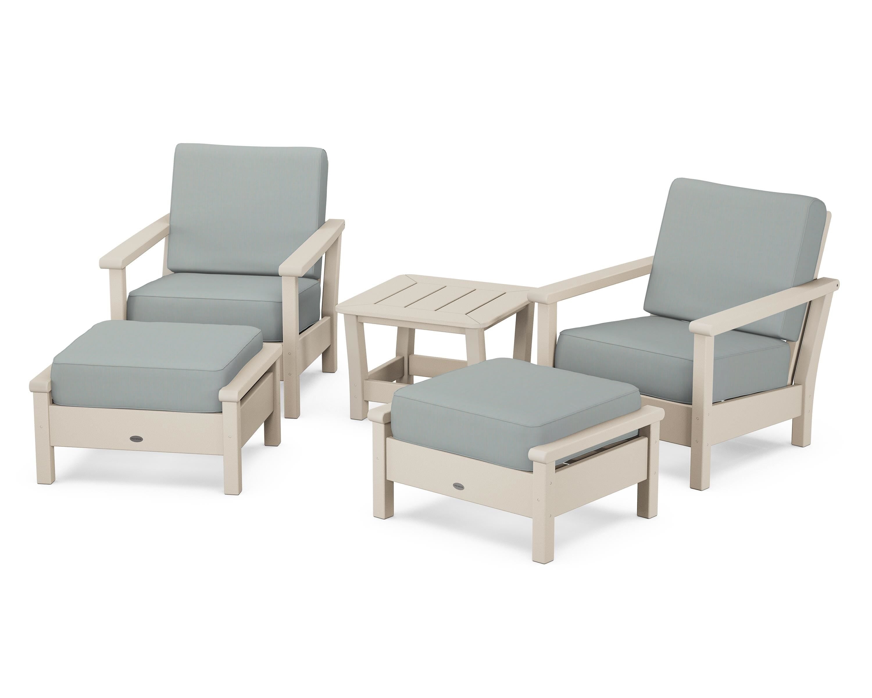 POLYWOOD Harbour 5-Piece Deep Seating Chair Set in Sand / Spa