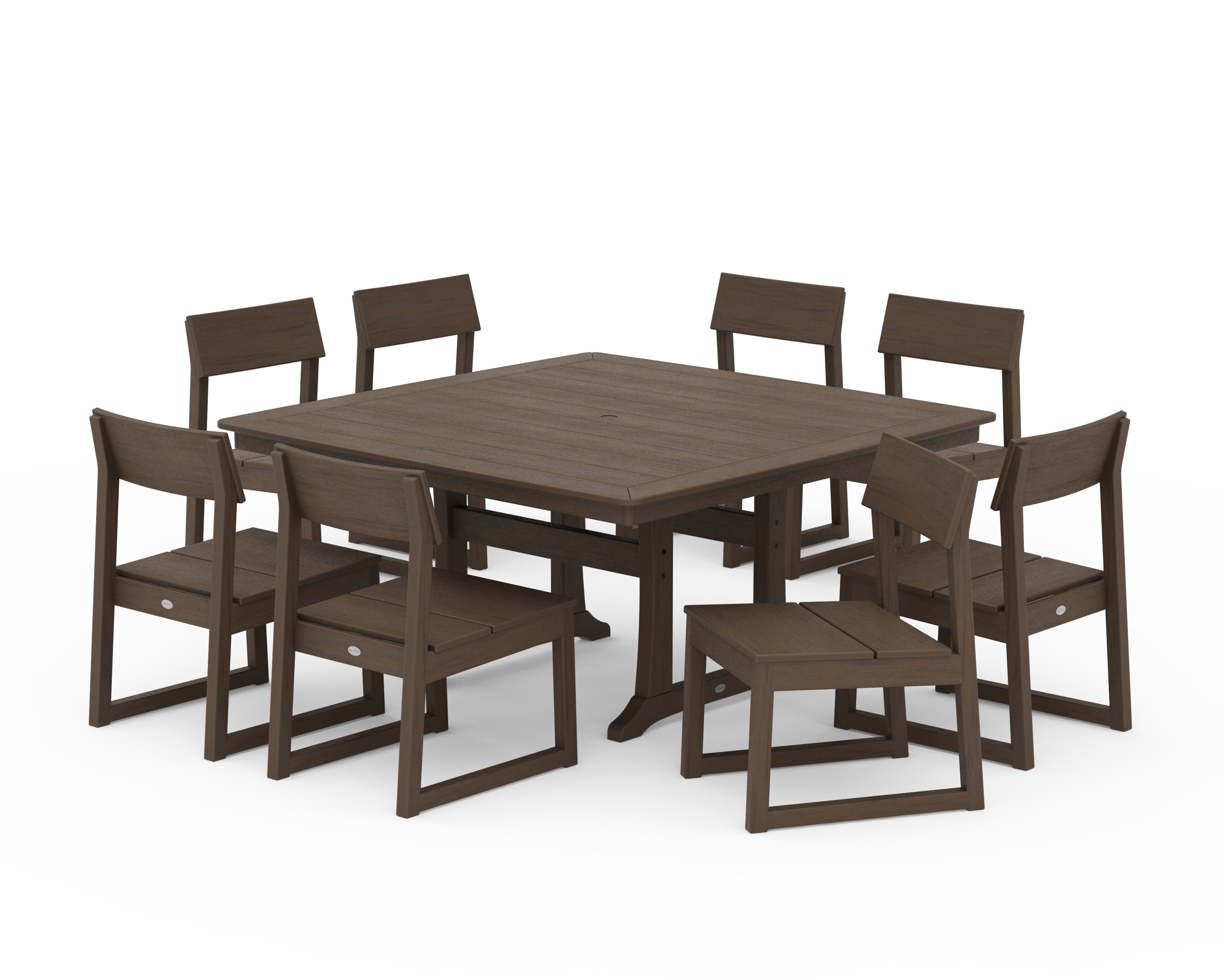 POLYWOOD EDGE Side Chair 9-Piece Dining Set with Trestle Legs in Kona