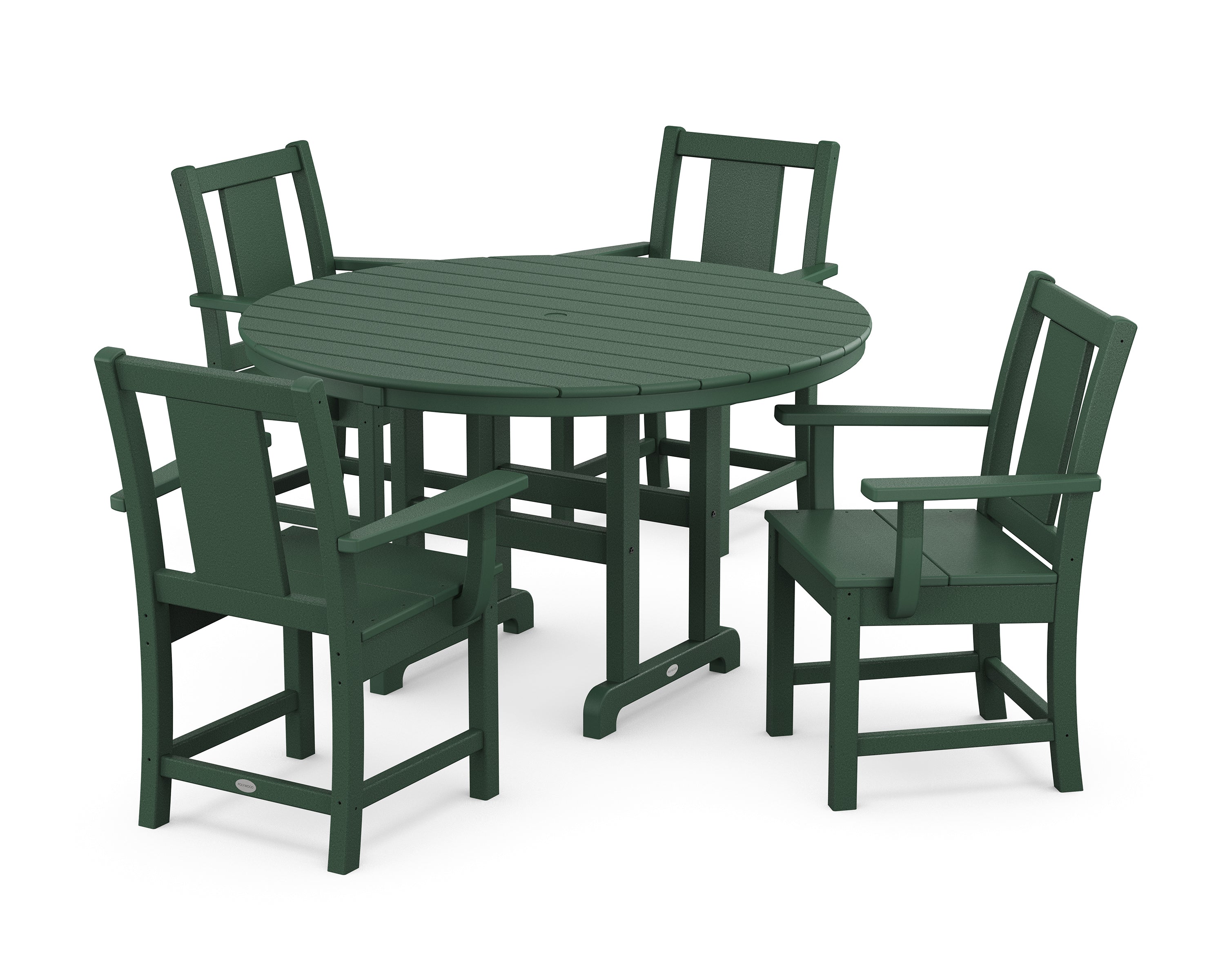 POLYWOOD® Prairie 5-Piece Round Farmhouse Dining Set in Green