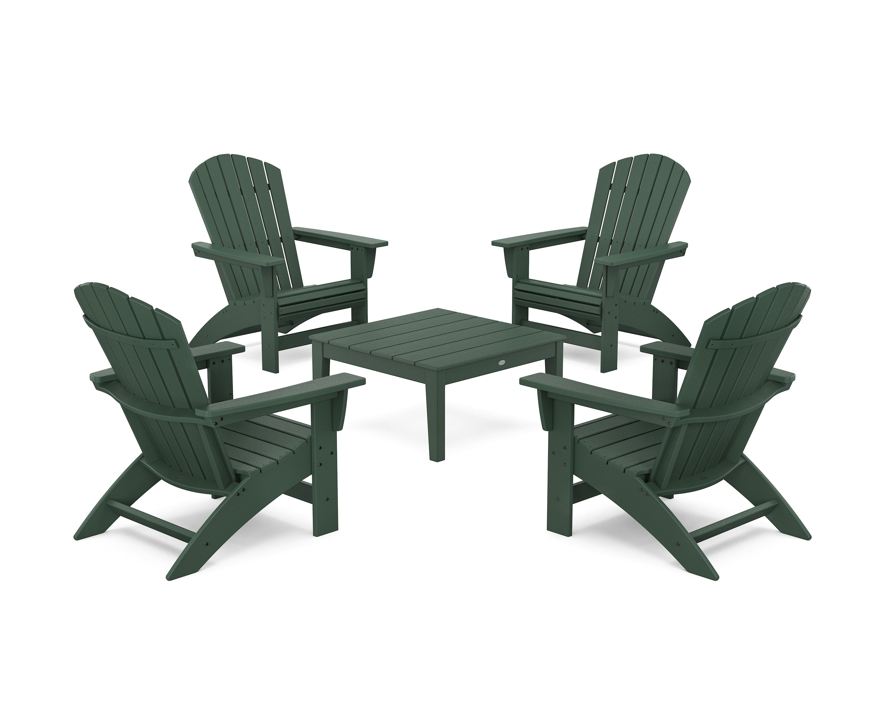 POLYWOOD® 5-Piece Nautical Grand Adirondack Chair Conversation Group in Green
