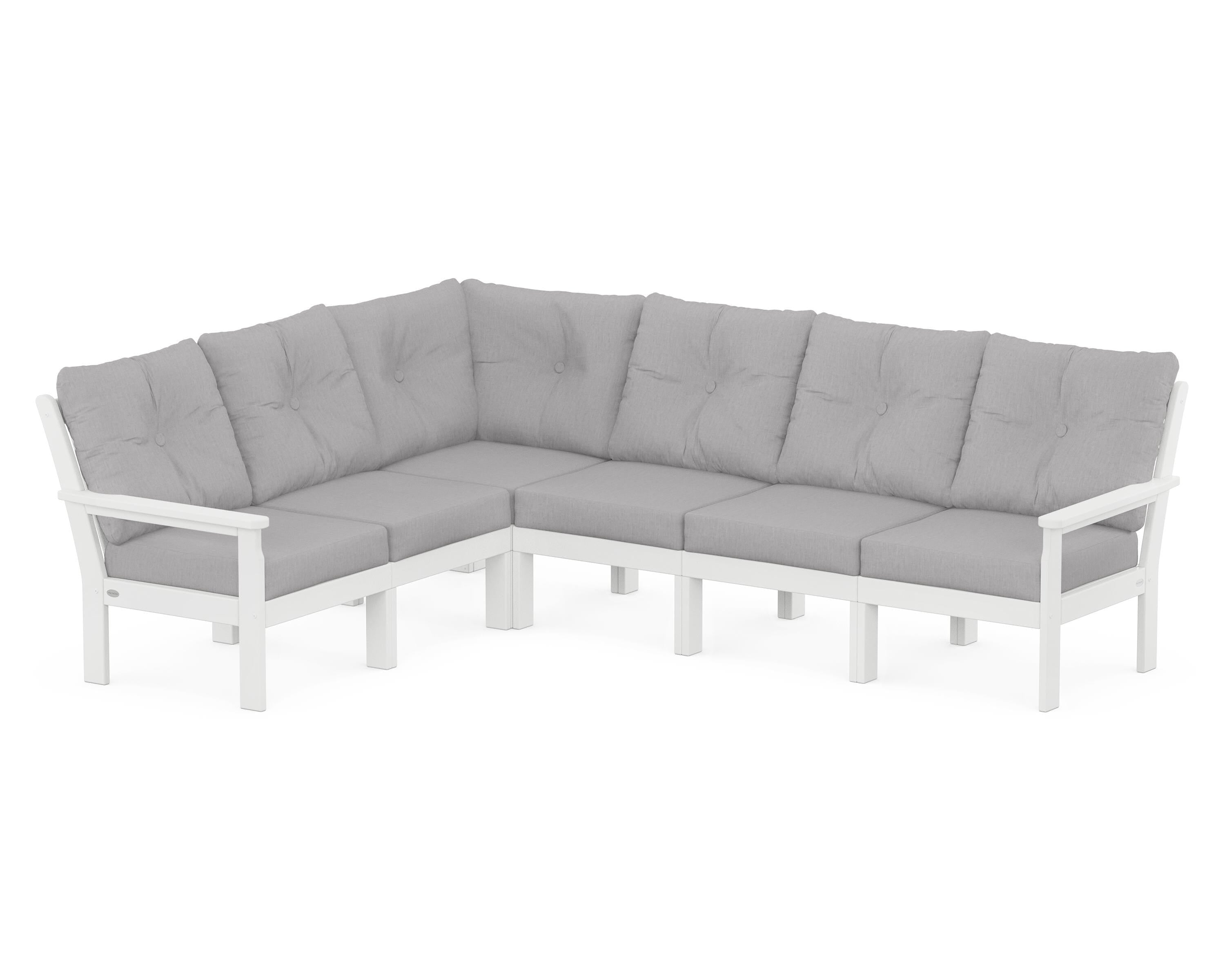 POLYWOOD Vineyard 6-Piece Sectional in White / Granite