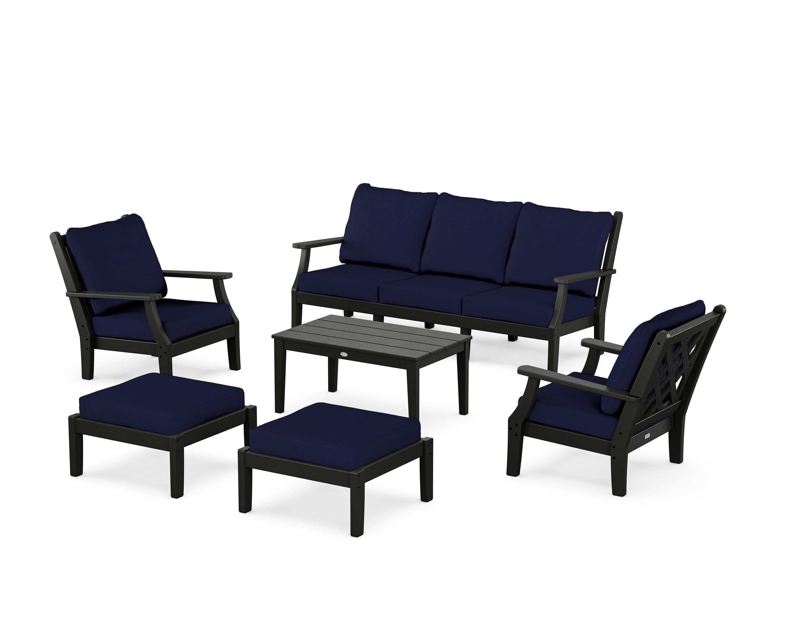 Country Living Wovendale 6-Piece Lounge Sofa Set in Black / Navy