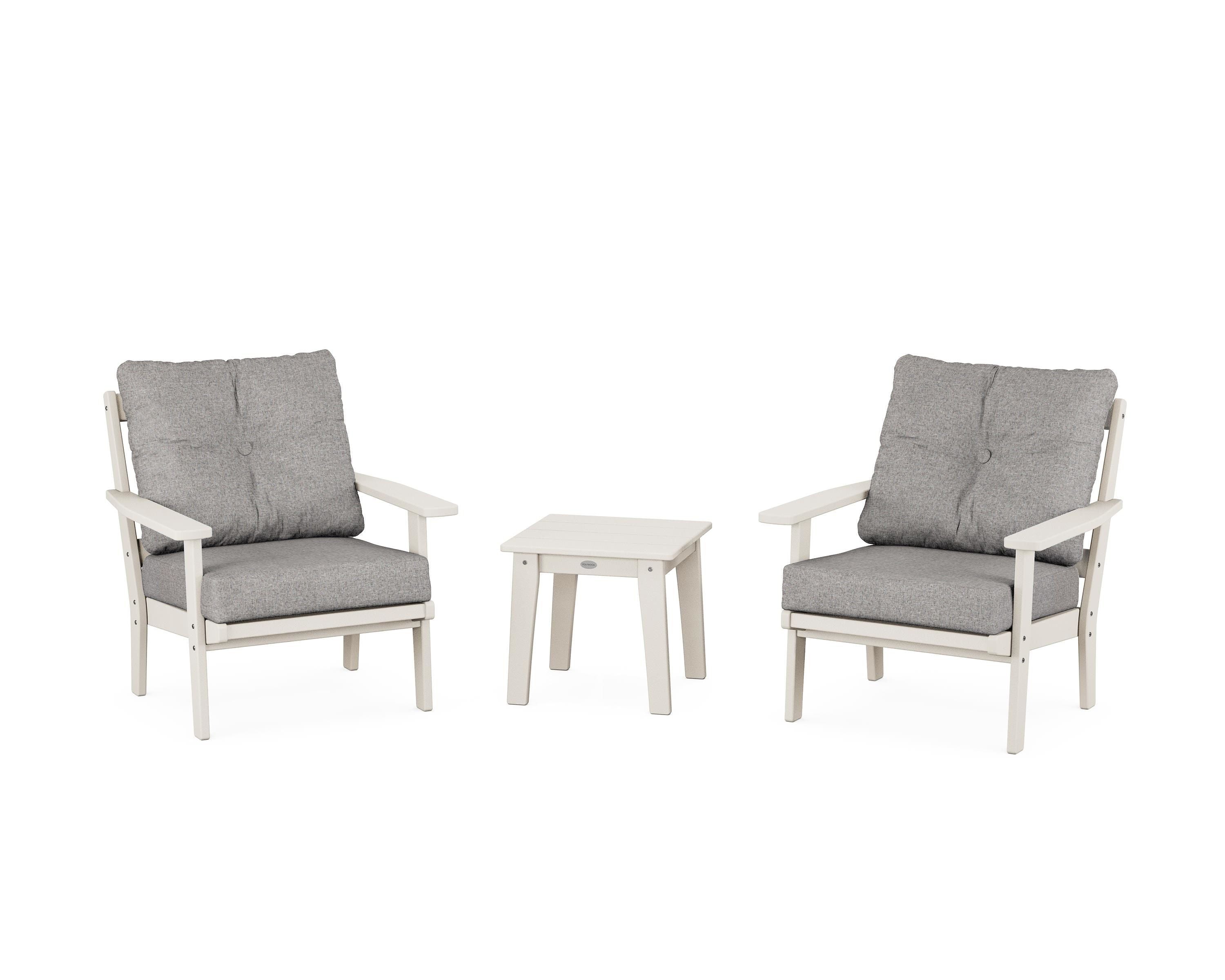 POLYWOOD Oxford 3-Piece Deep Seating Set in Sand / Grey Mist