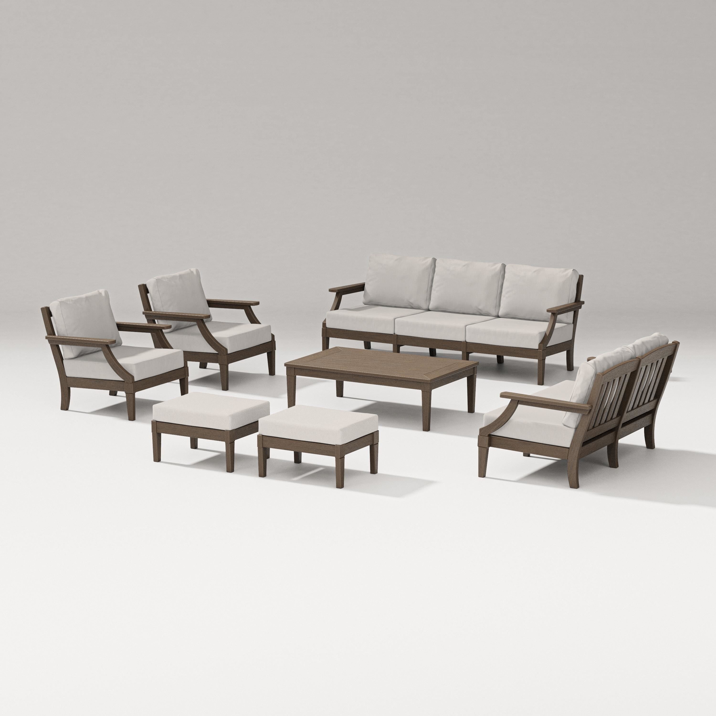 PW Designer Series Estate 7-Piece Lounge Sofa Set in Kona / Cast Ash