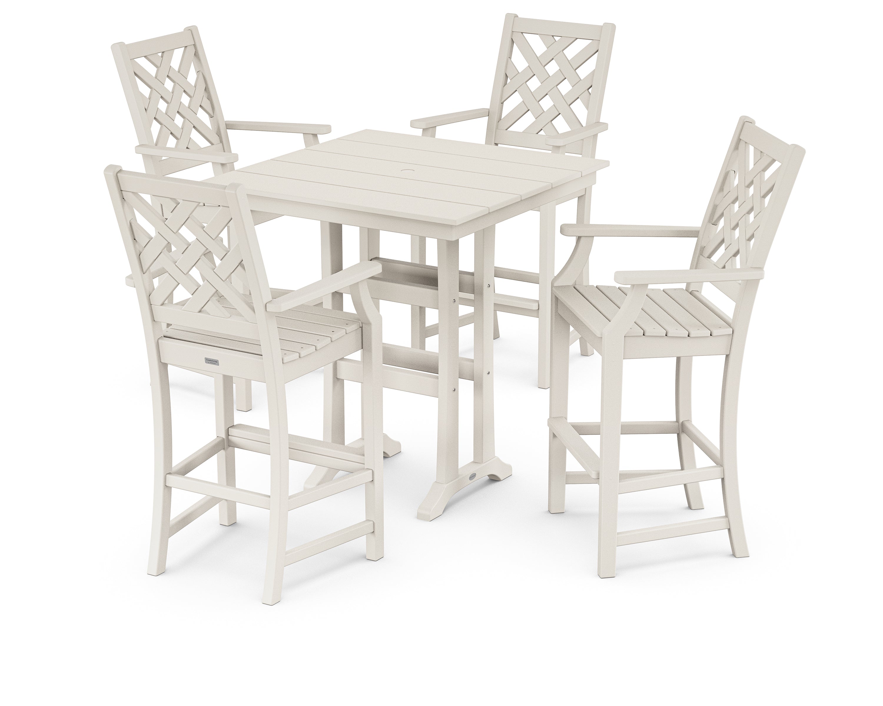 Country Living Wovendale 5-Piece Farmhouse Bar Set with Trestle Legs in Sand